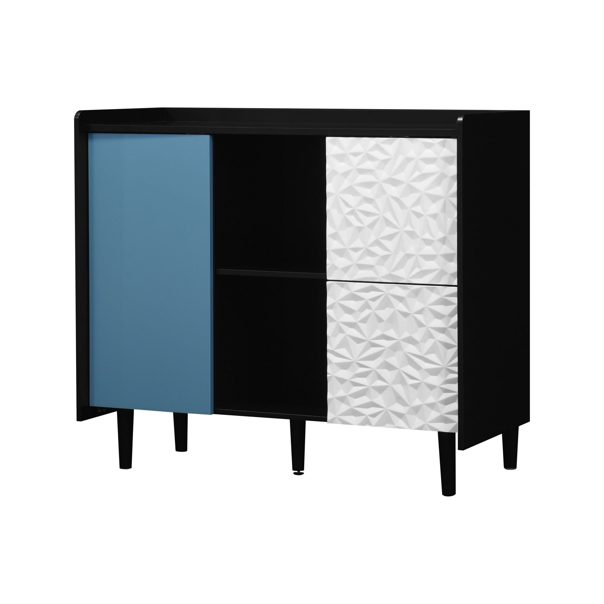 Modern Sideboard Buffet Cabinet With Doors And Unique Panel Styling