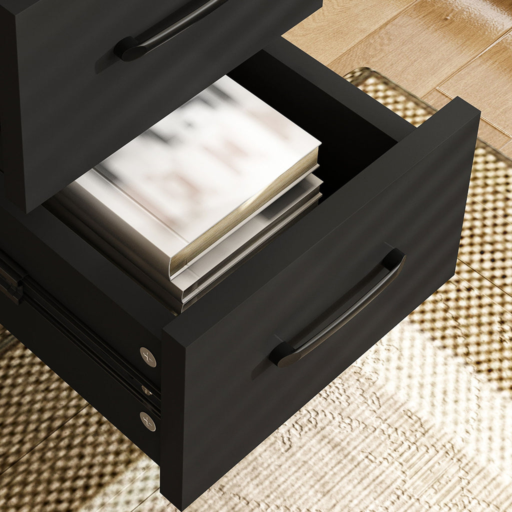 Computer Desk With 4 In 1 Socket & 3 Drawers, 4 Tier Shelves