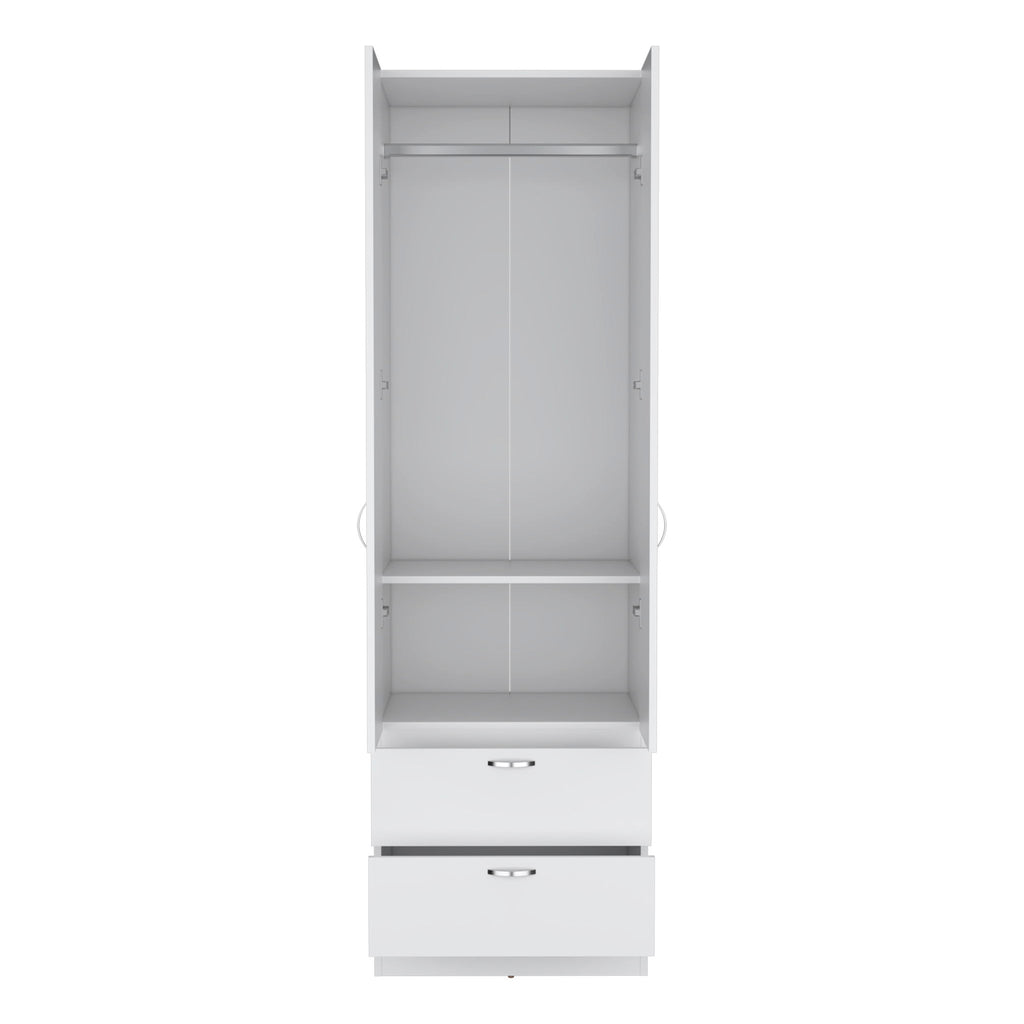 Armoire Organiser, Two Shelves, Rod, Double Door Cabinet Armoire