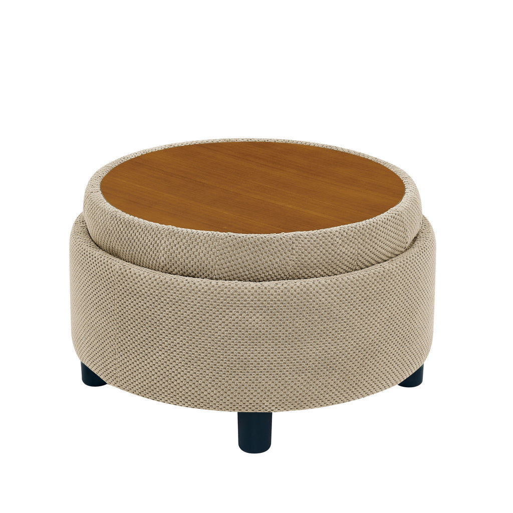 Storage Round Footstool Table Ottoman