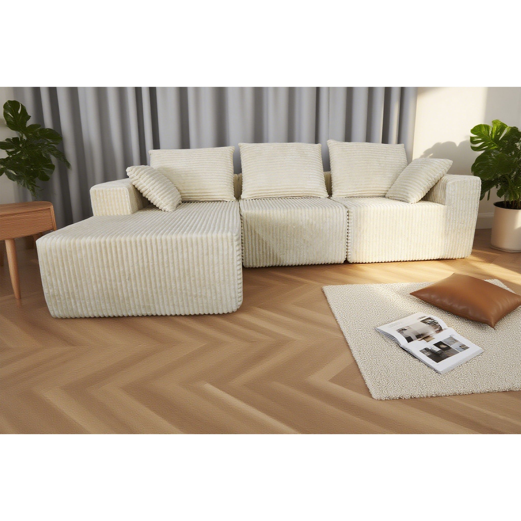 Corner Combination Sofa Sectional Couch With Soft Fabric
