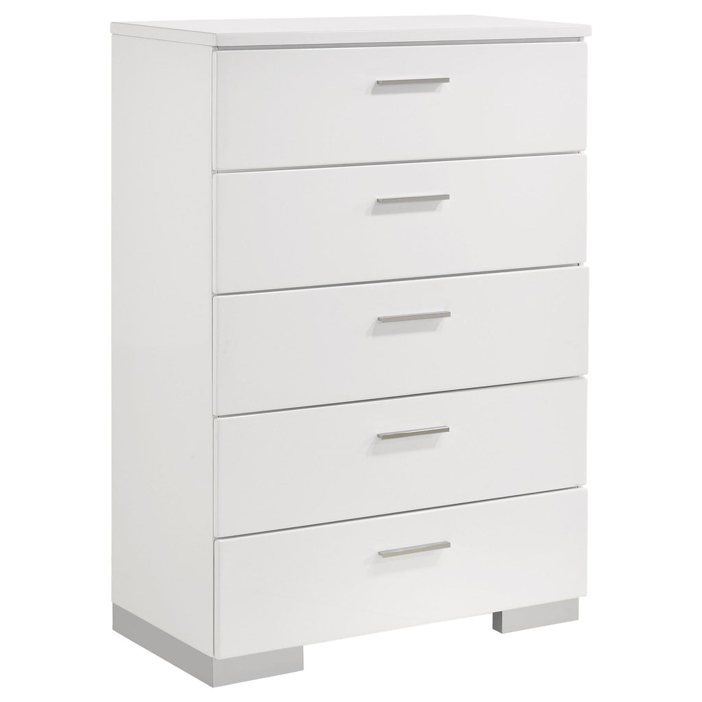 August - 6 Piece Queen Panel Bedroom Set With LED Lighting - White