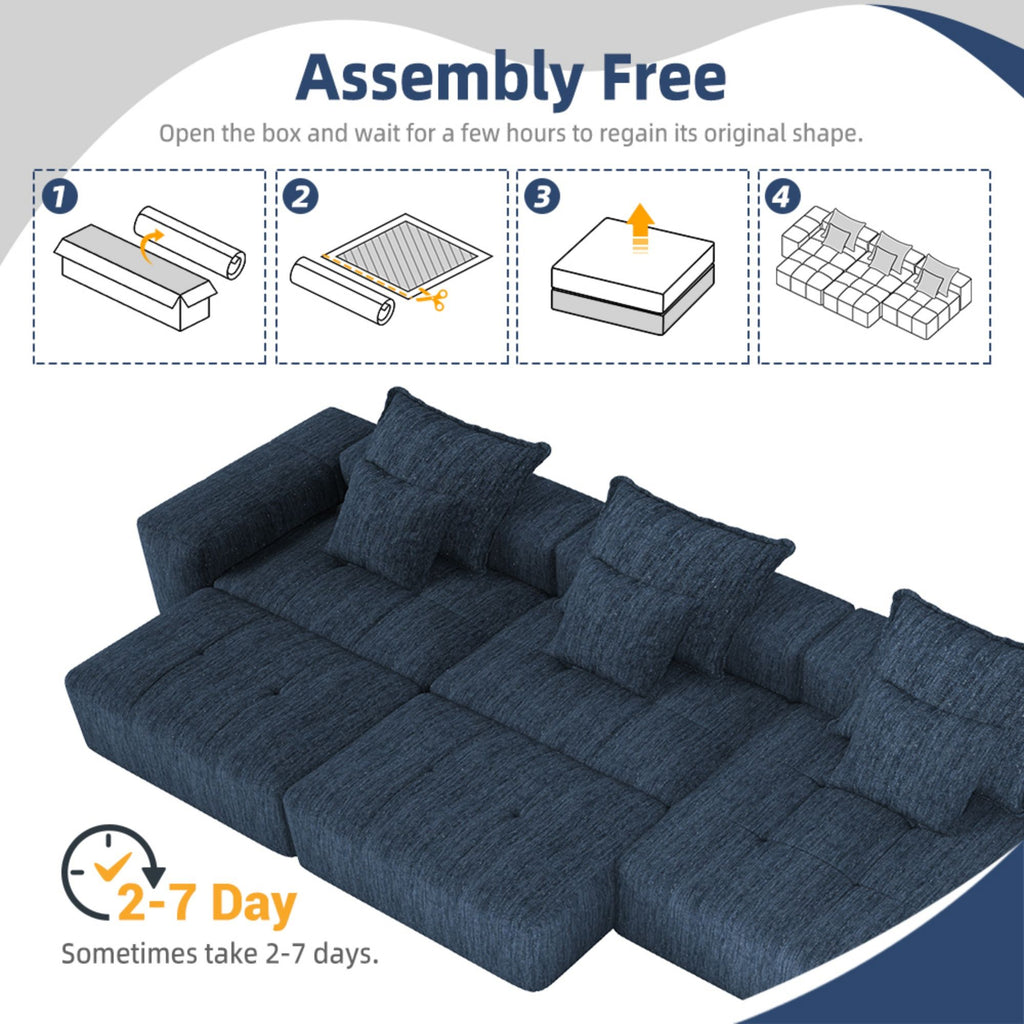 Modern Oversized Diy Combination Modular Sectional Sofa & Pillows