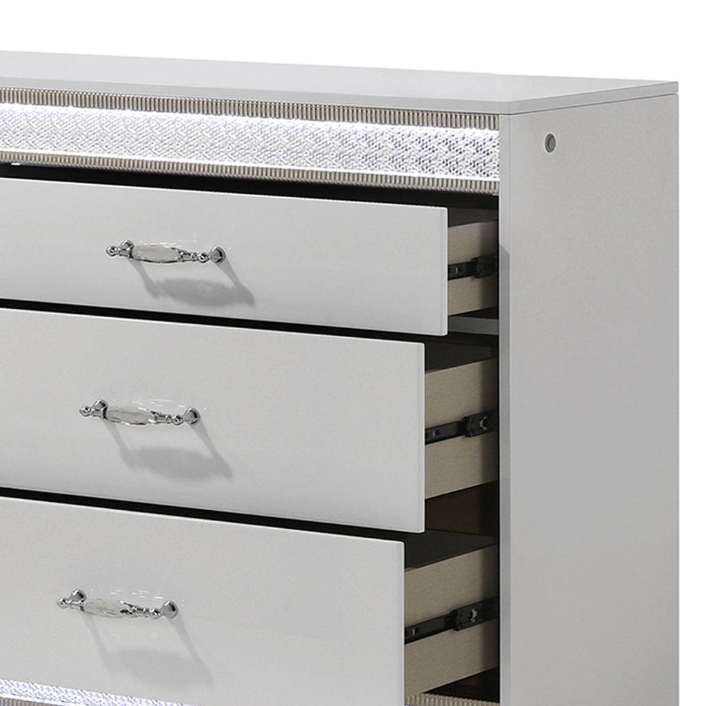 Glam - 6 Drawer Dresser & LED Lighting (Includes Dresser Only) - White