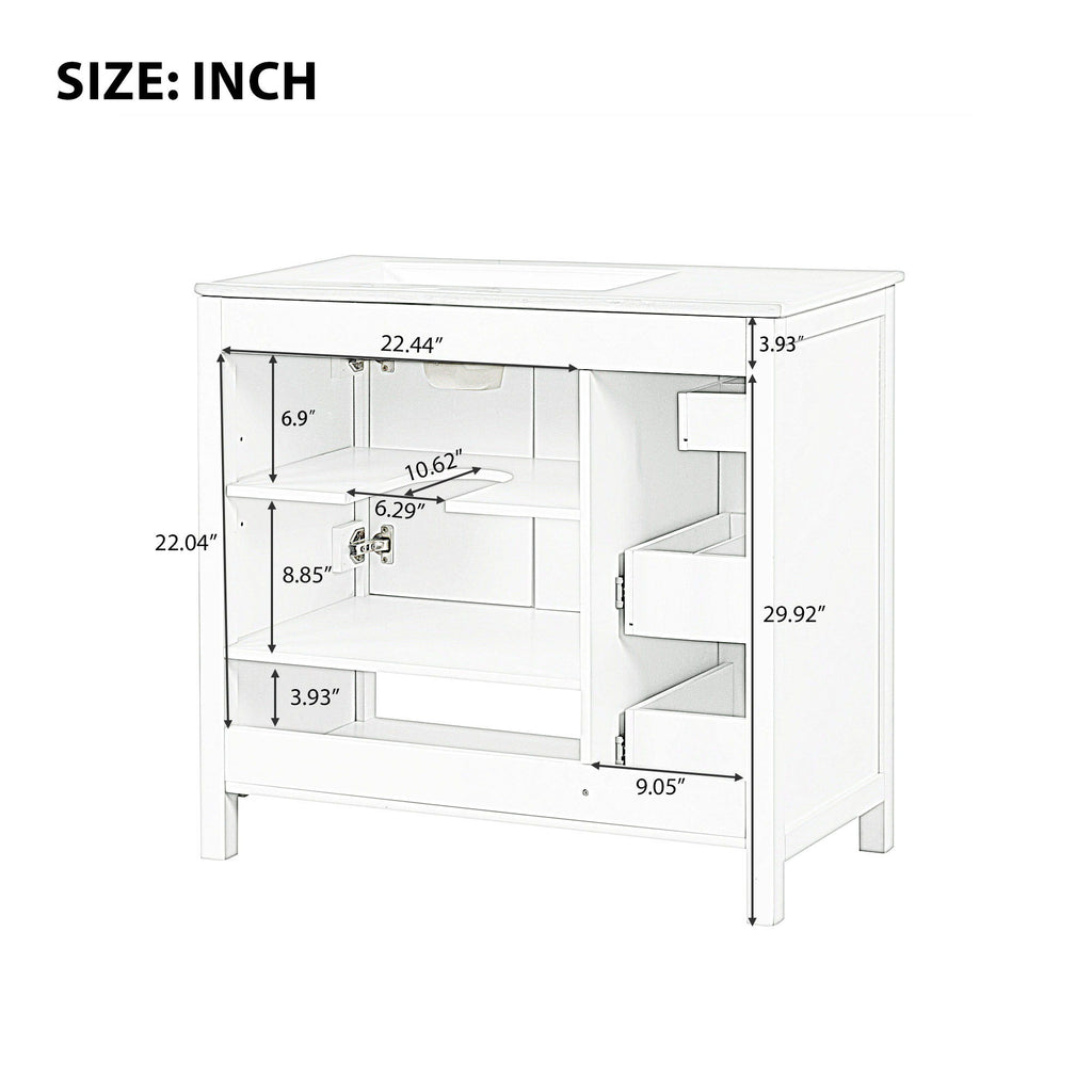 Bathroom Vanity With Sink Top, Bathroom Vanity Cabinet With 2 Doors And 2 Drawers, Open Shelf