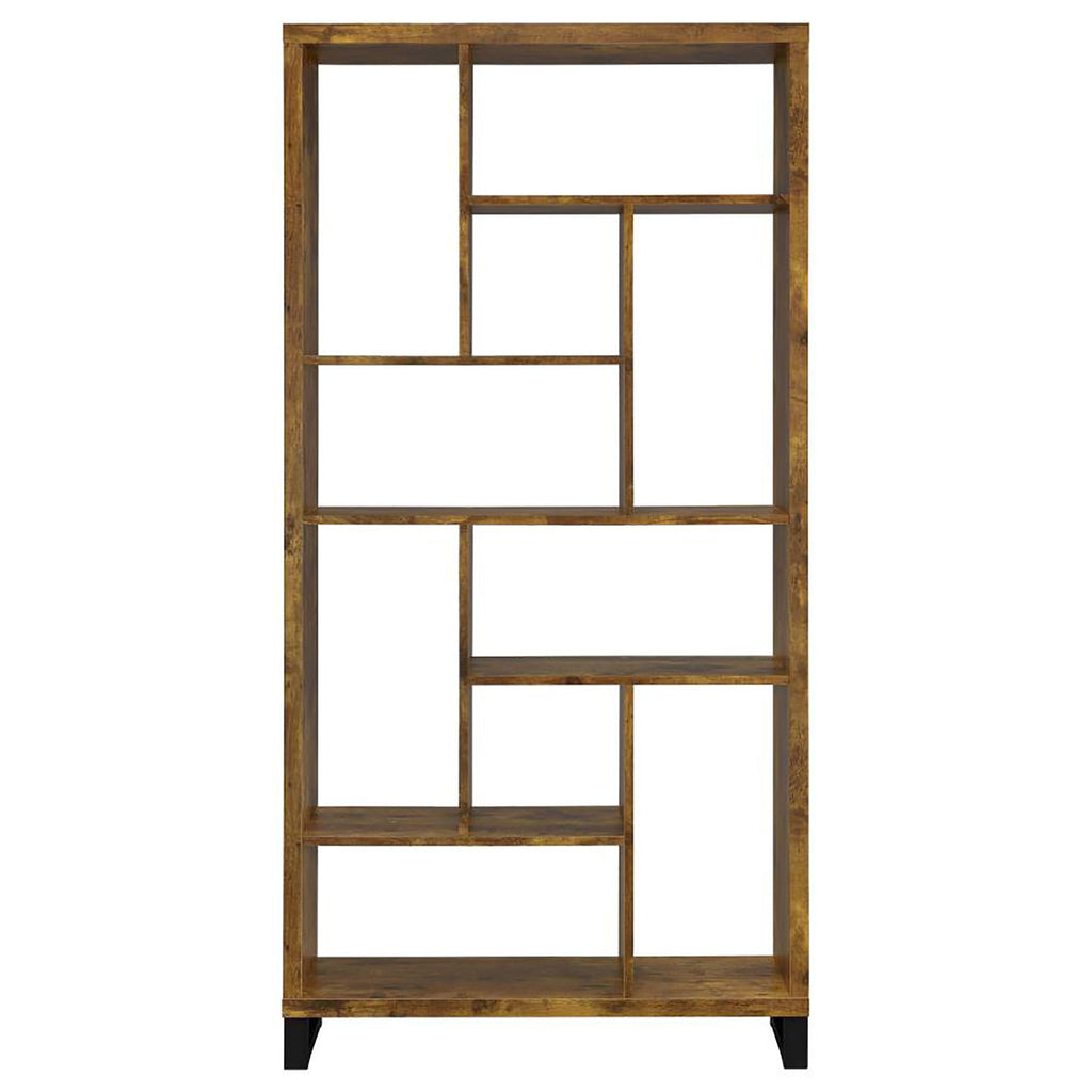 6 Tier Rectangular Bookcase With Accents - Brown