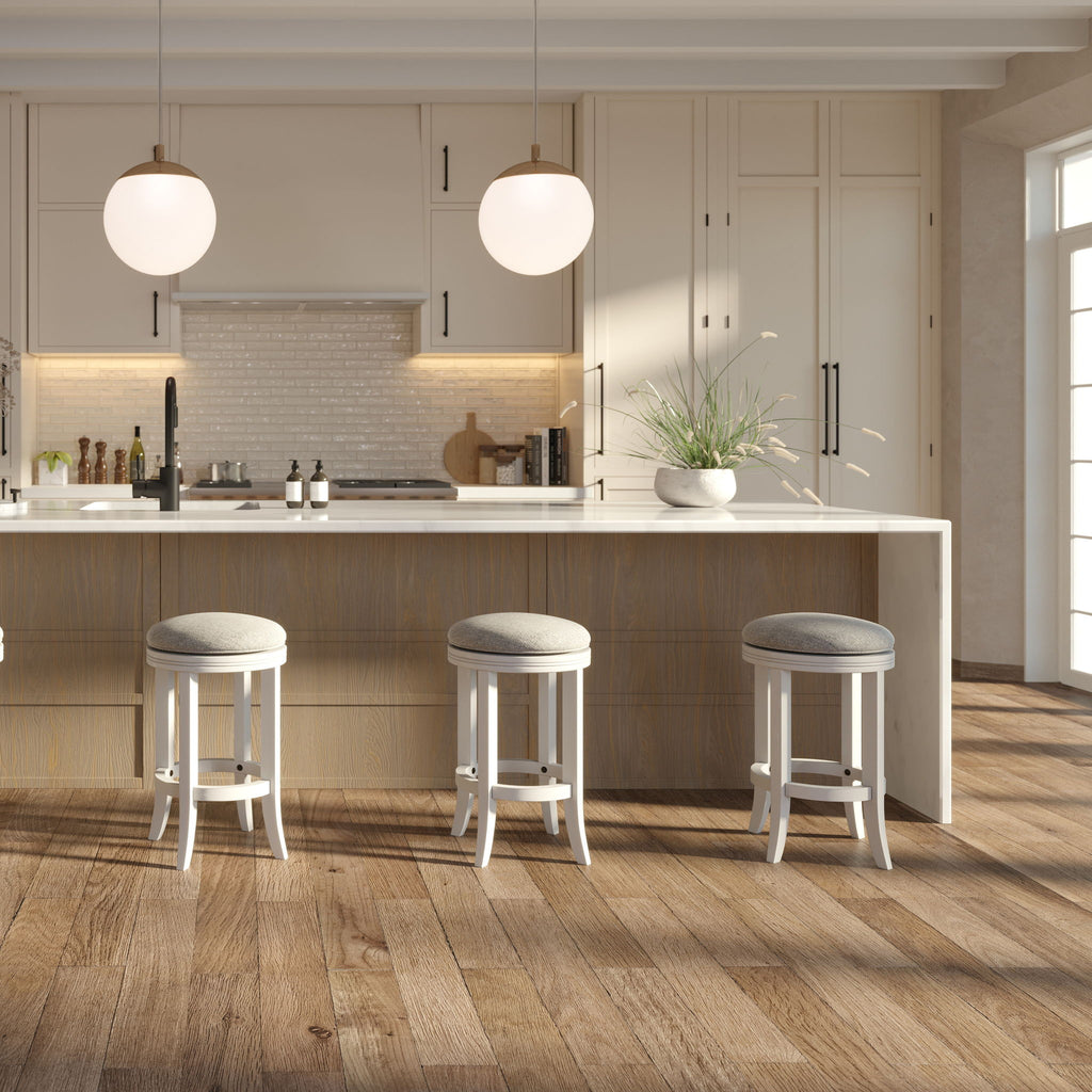Backless Swivel Stool With Upholstered Seat