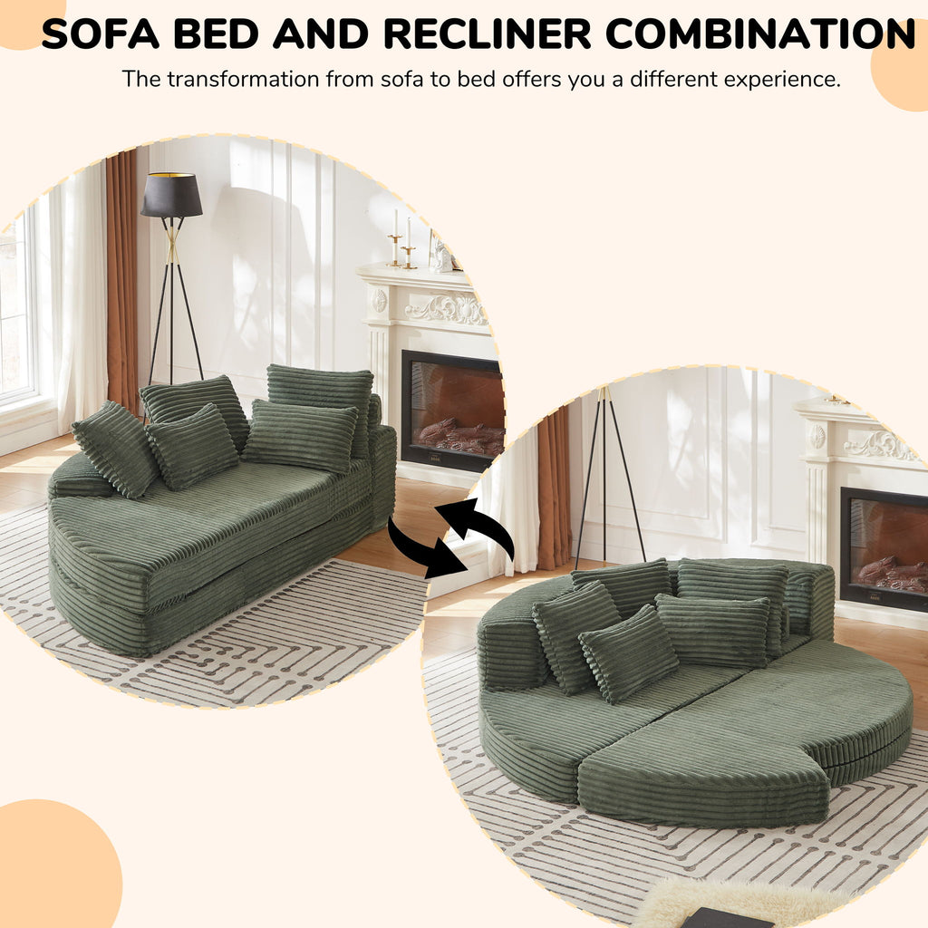 Semi Circular 2 In 1 Sofa Bed With Neck Pillow And Throw Pillows