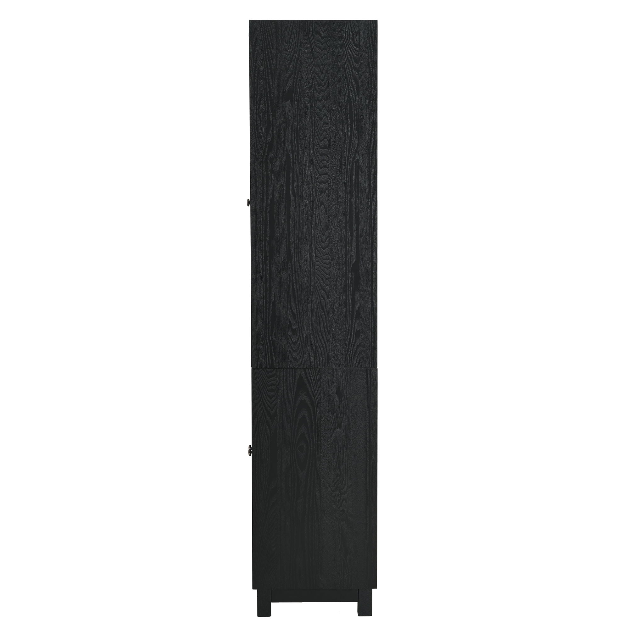 Mid Century Modern Style Tall Display Cabinet With Glass Doors For Collectibles - Black