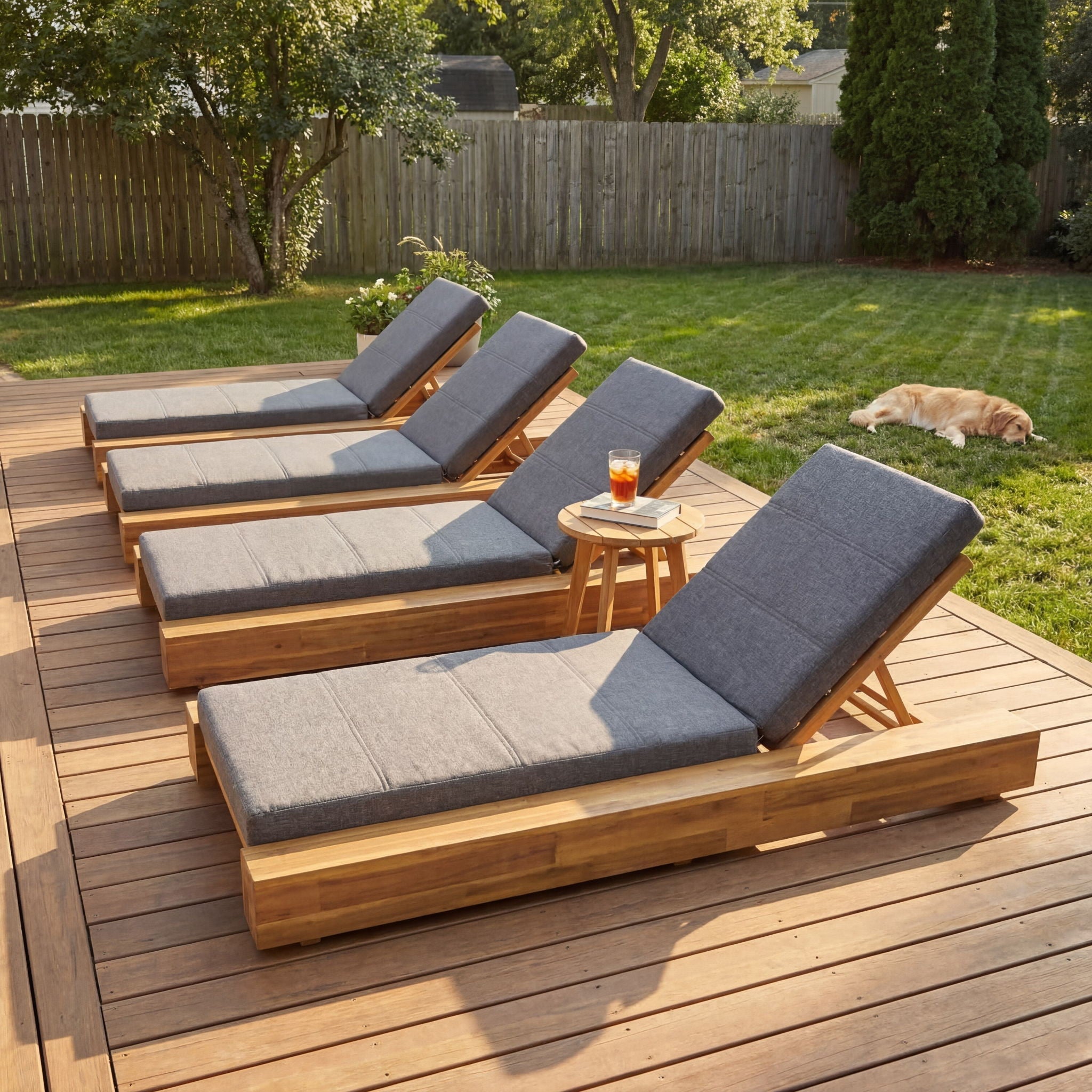 Outdoor Chaise Lounges With Water-Resistant Cushions