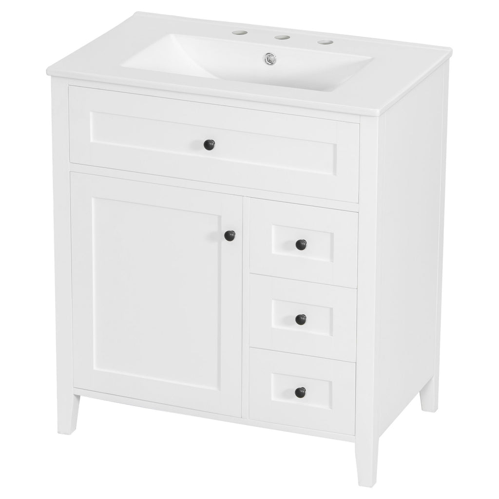 Bathroom Vanity With Sink, 3 Drawers And Adjustable Shelf