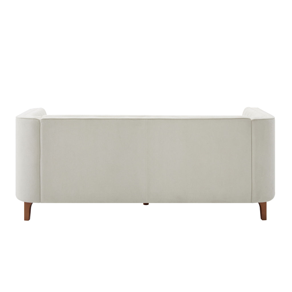 Modern 3 Seater Sofa, Upholstered Couch With Curved Armrests