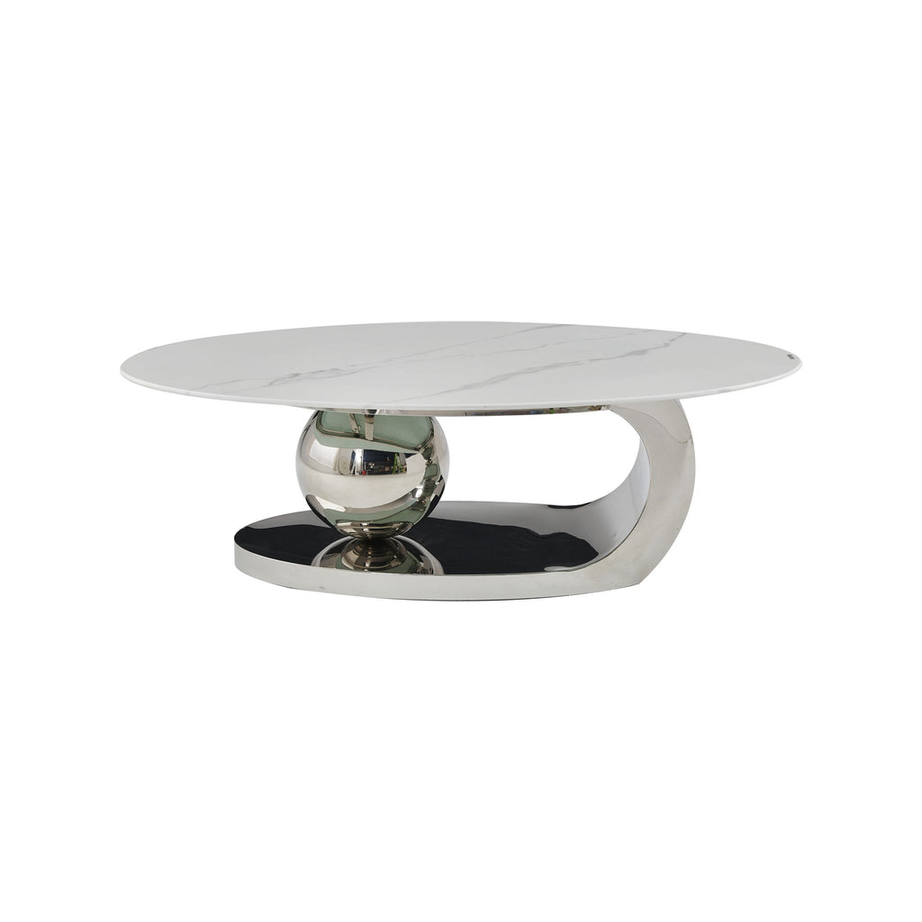 Oval Coffee Table With Geometric Precision
