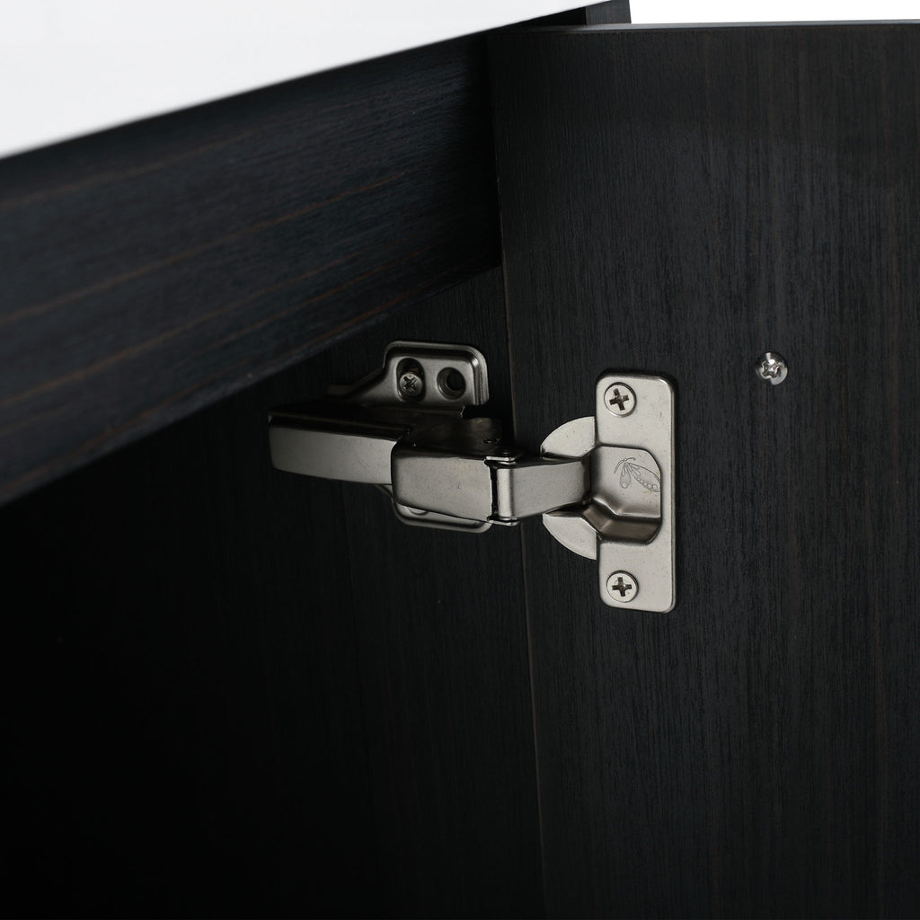 Modern Wall Mounted Bathroom Vanity With Thick Edge Resin Sink And Storage Rack