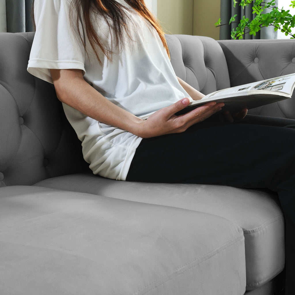 Modern Sofa With Button Tufting, Upholstered Couch For Living Room