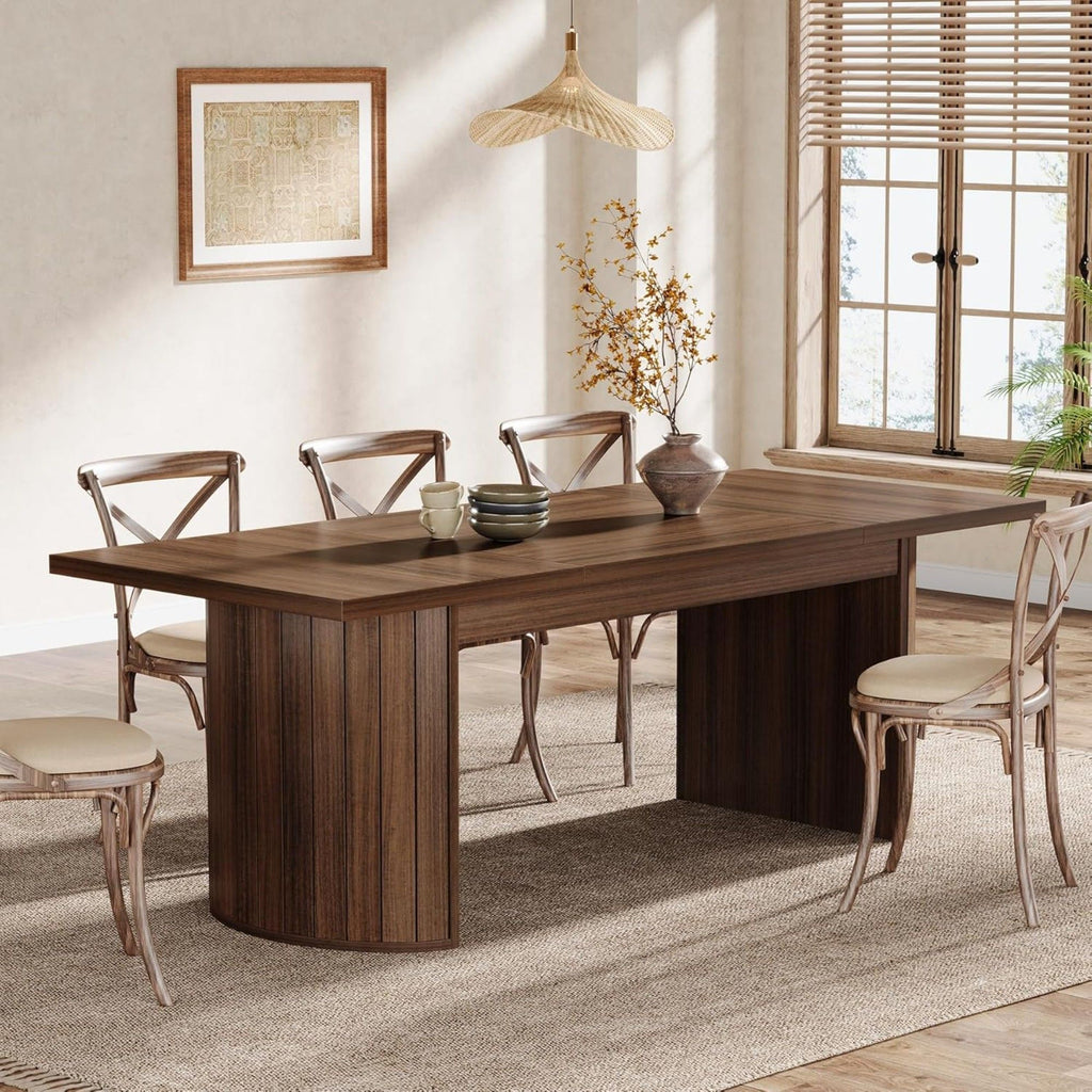 Extra Long Dining Table With Dual Base - Walnut
