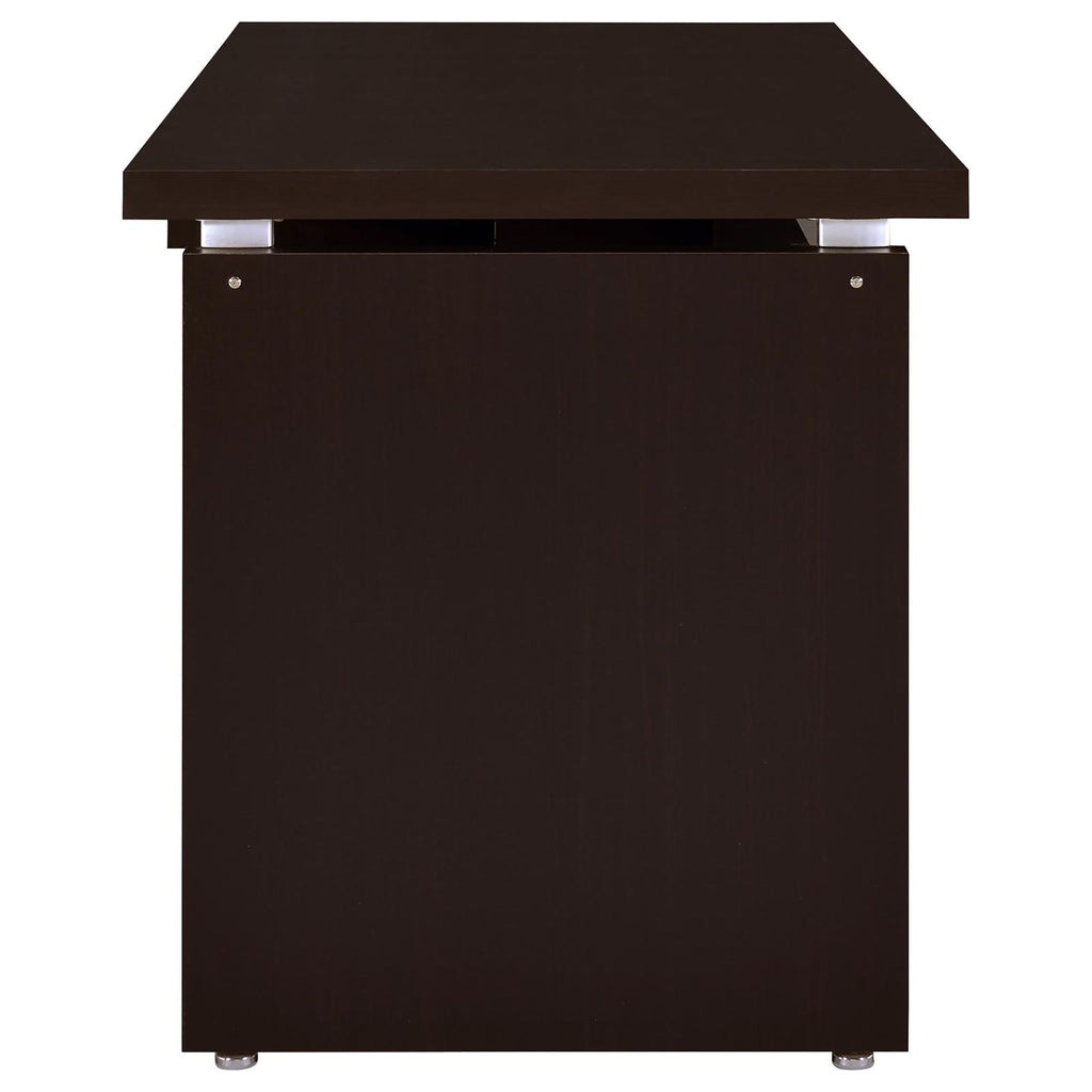 Floating - Top Computer Desk With Pullout Keyboard Shelf - Brown