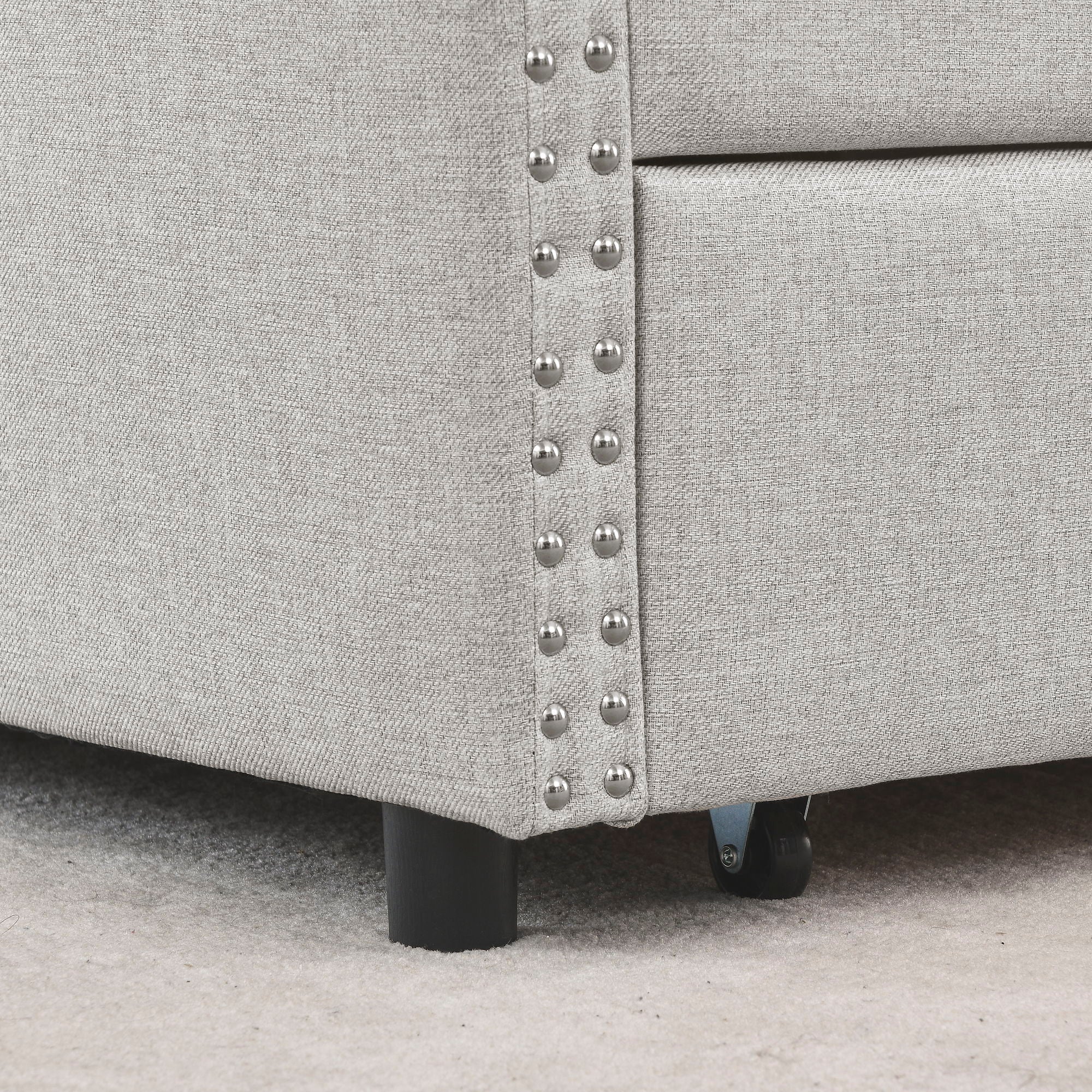 Upholstered Tufted Daybed With Drawers, Waved Arms