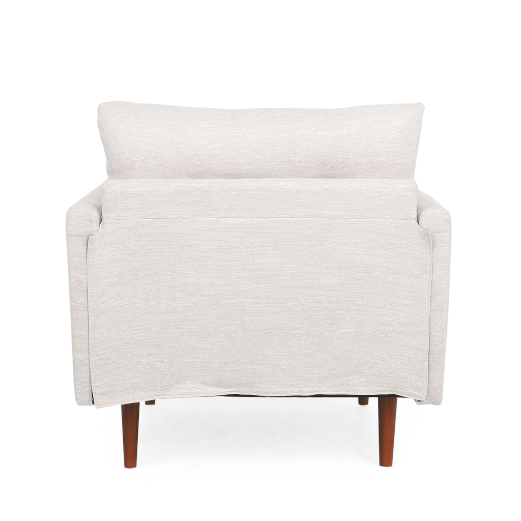 Contemporary Fabric Club Chair With Birch Wood Legs - Beige