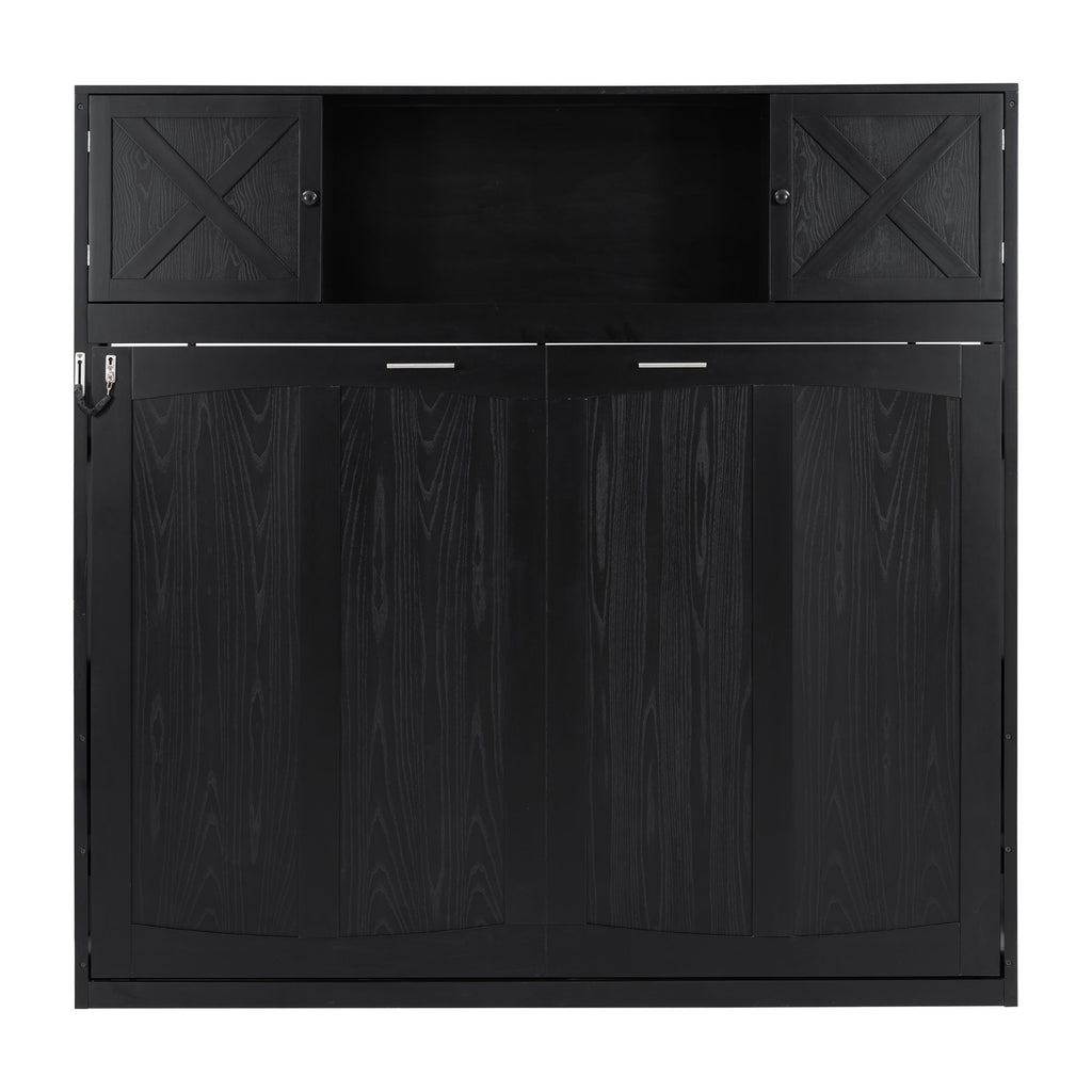 Rustic Casual Murphy Bed With Storage Cabinets