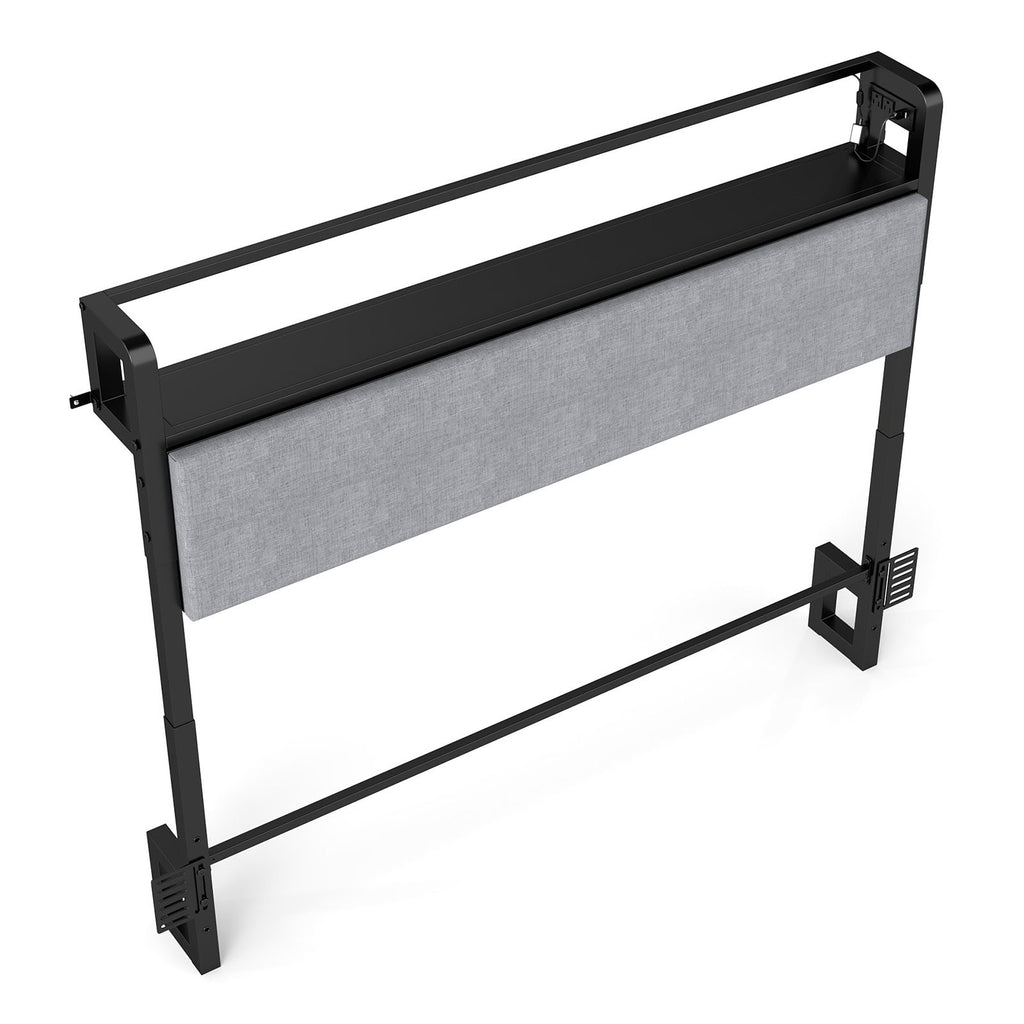 Adjustable Height Reversible Headboard With Storage Shelf, LED Lights & USB Charging Station
