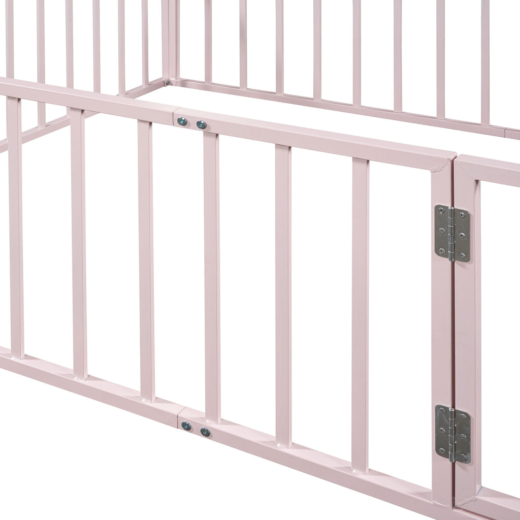 Metal Floor Bed Frame With Fence And Door