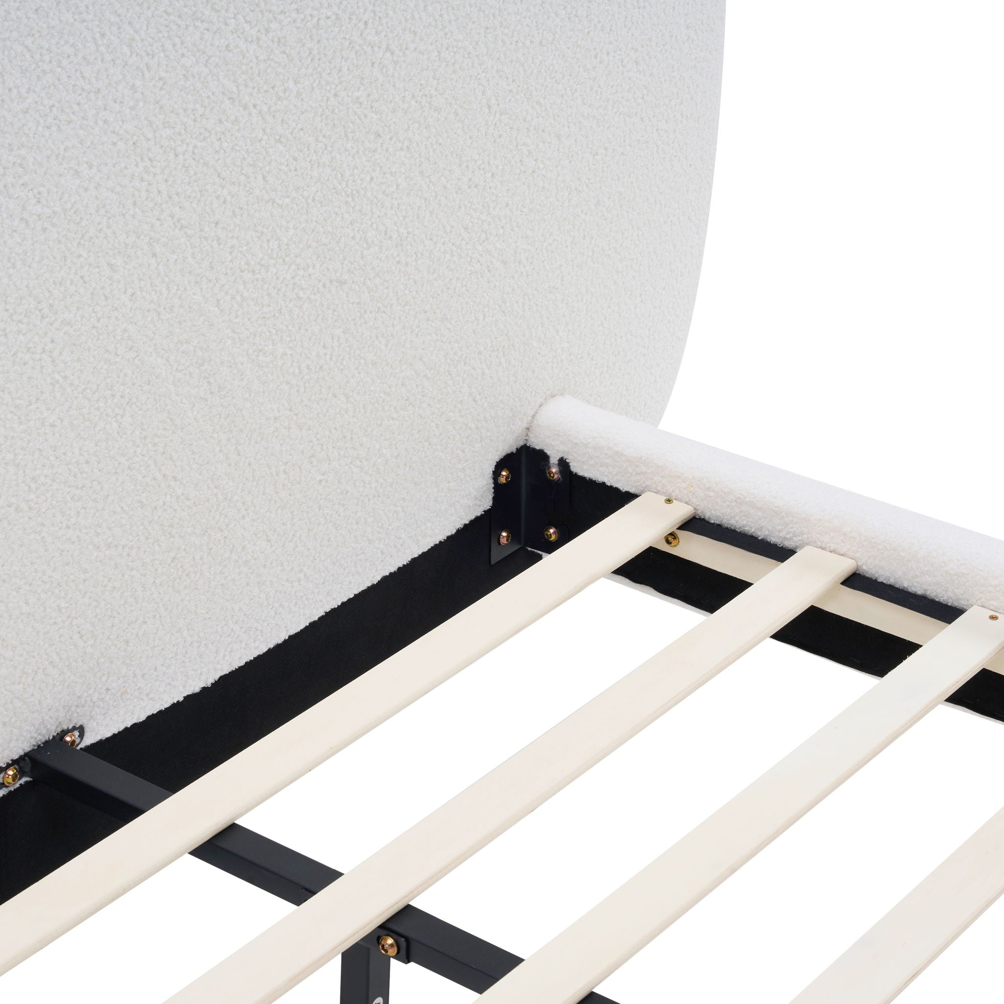 King Size Upholstered Platform Bed With Split Headboard - White