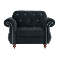 Tufted Chair With Nailhead Trim For Living Room - Black