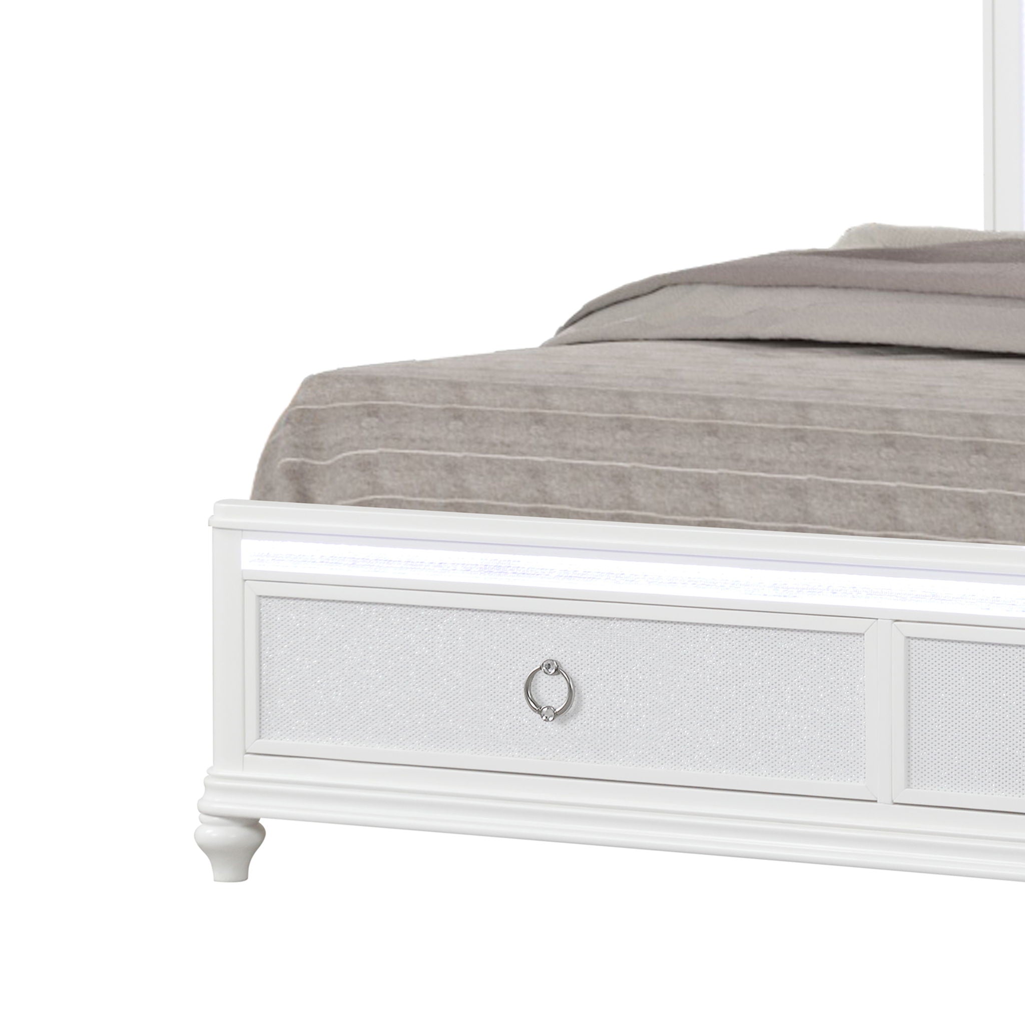 Abigale - Bed & LED Lighting And 2 Drawer Storage Footboard