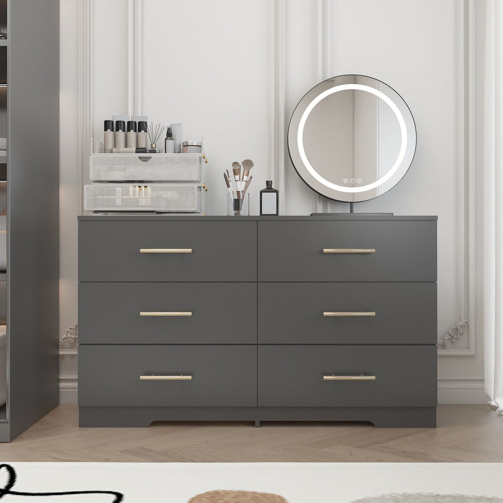 Large 6 Drawers Chest Of Drawer Dressers Table With Handle