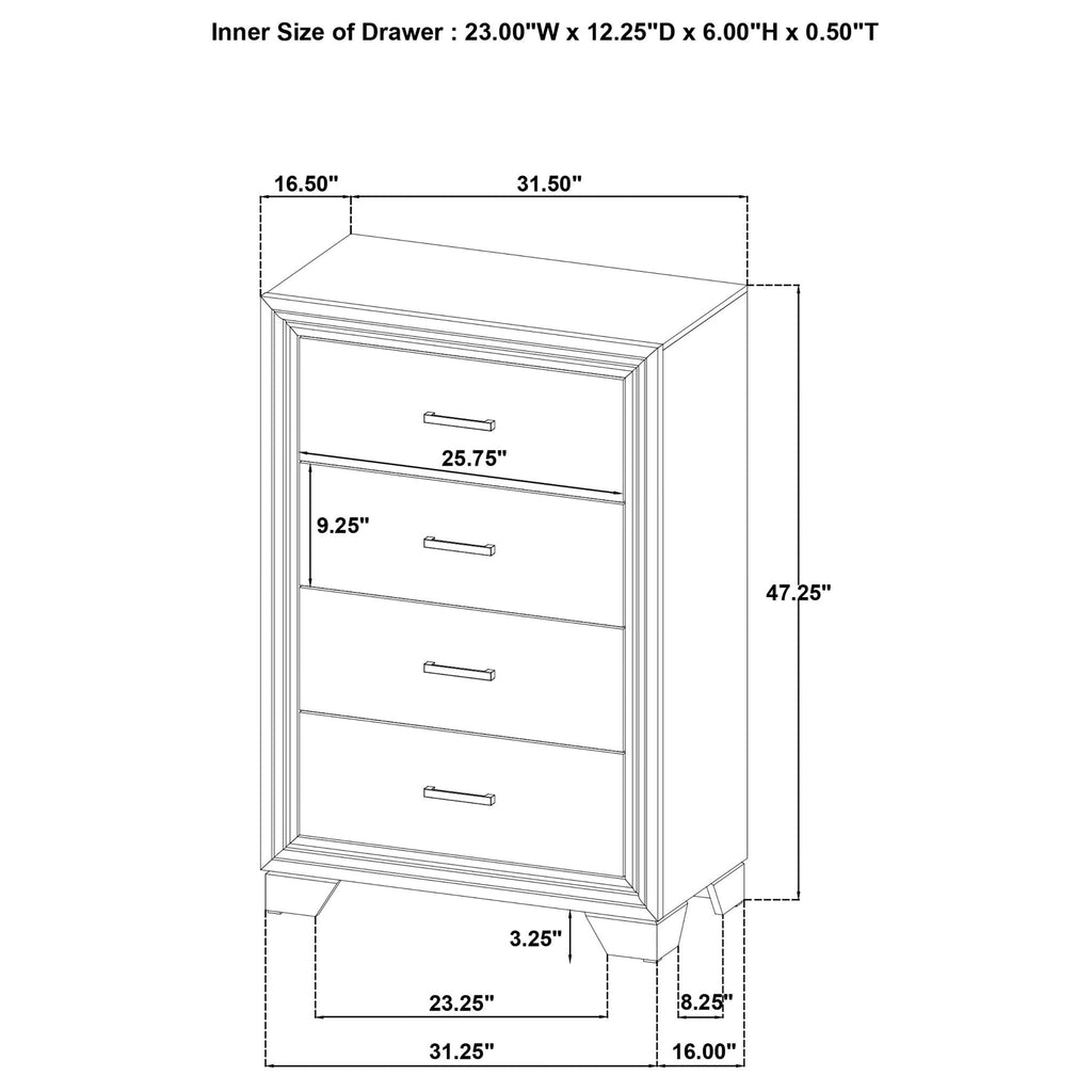 Funston - 4 Drawer Chest Of Drawers With Bar Handles - Brown Oak
