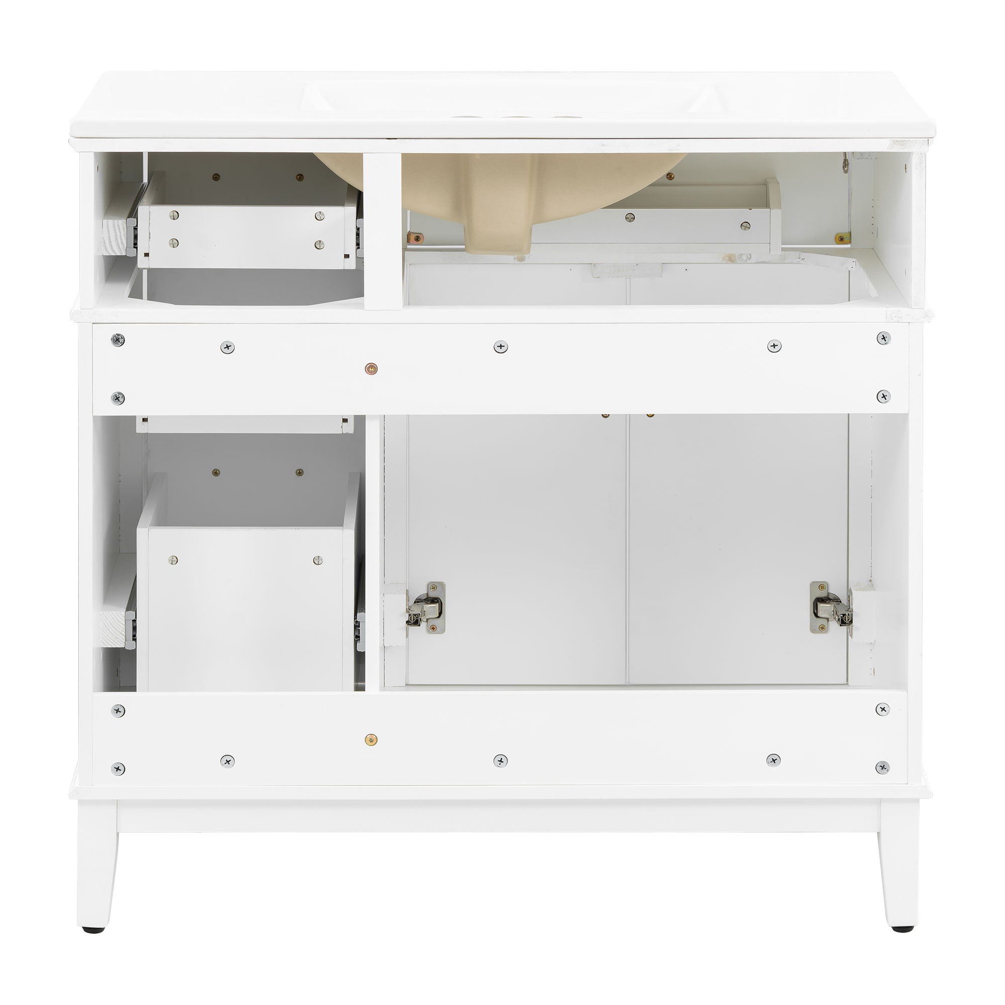 Modern Bathroom Vanity With Sink, Soft Close Doors, 4 Storage Drawers