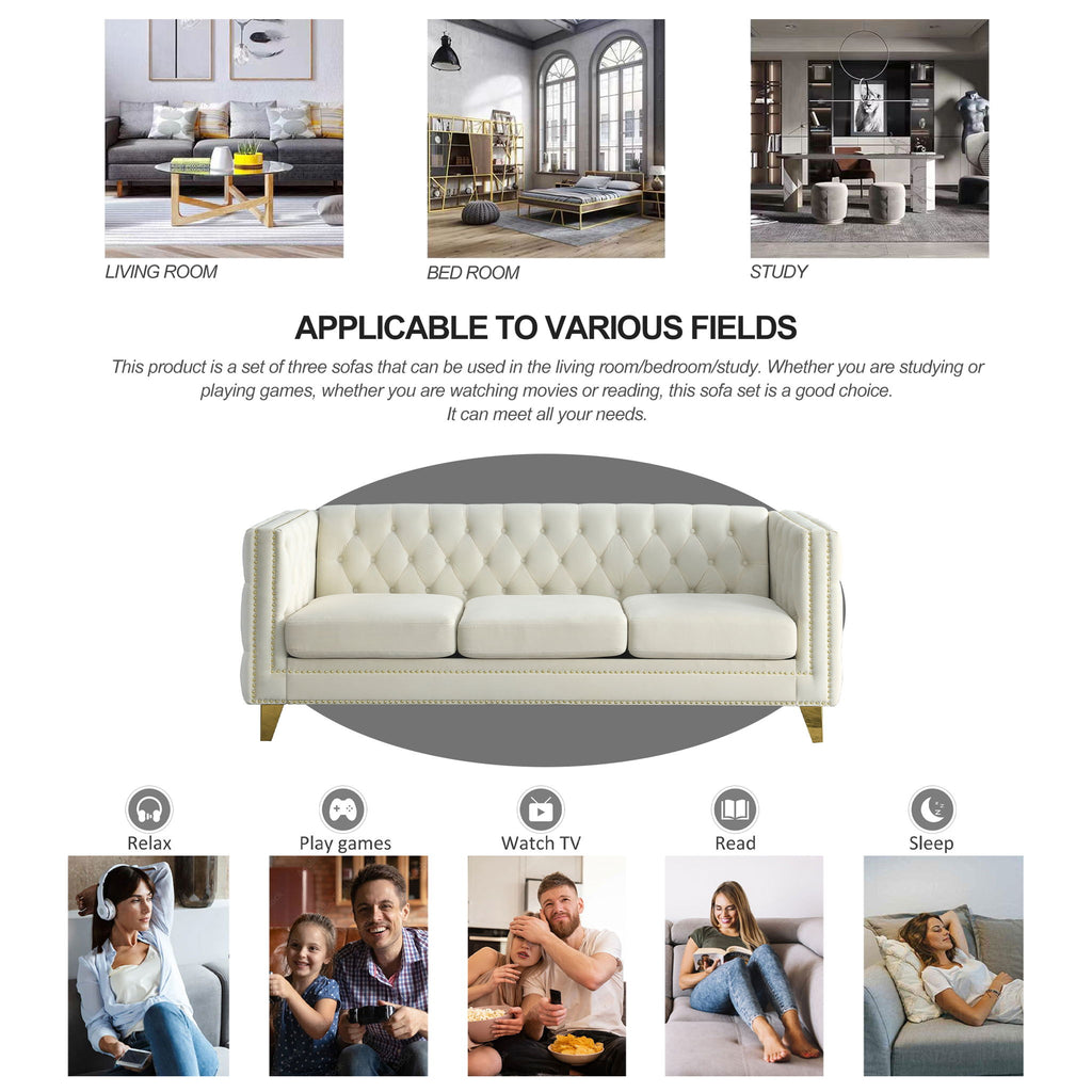 Modern Sofa With Button Tufting, Upholstered Couch For Living Room