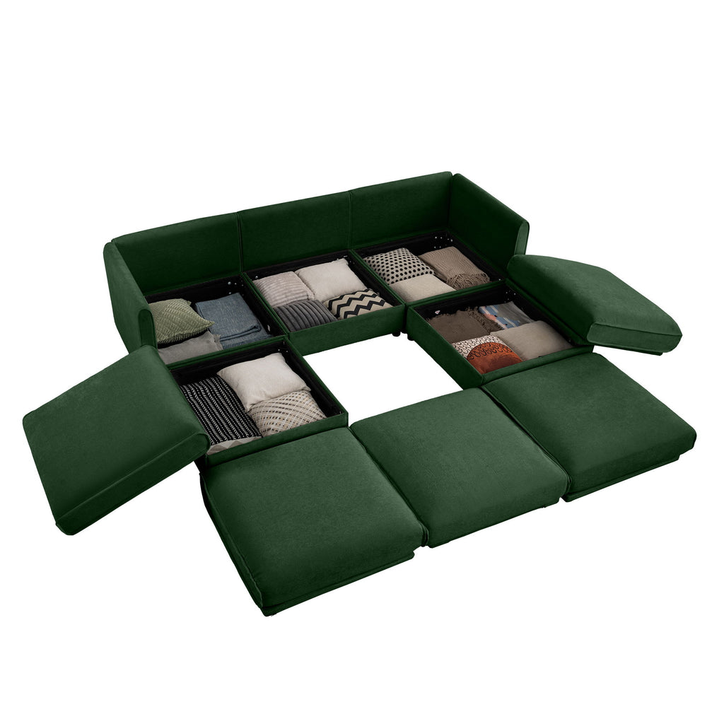 Contemporary Elegant Sofa With Storage And Ottoman