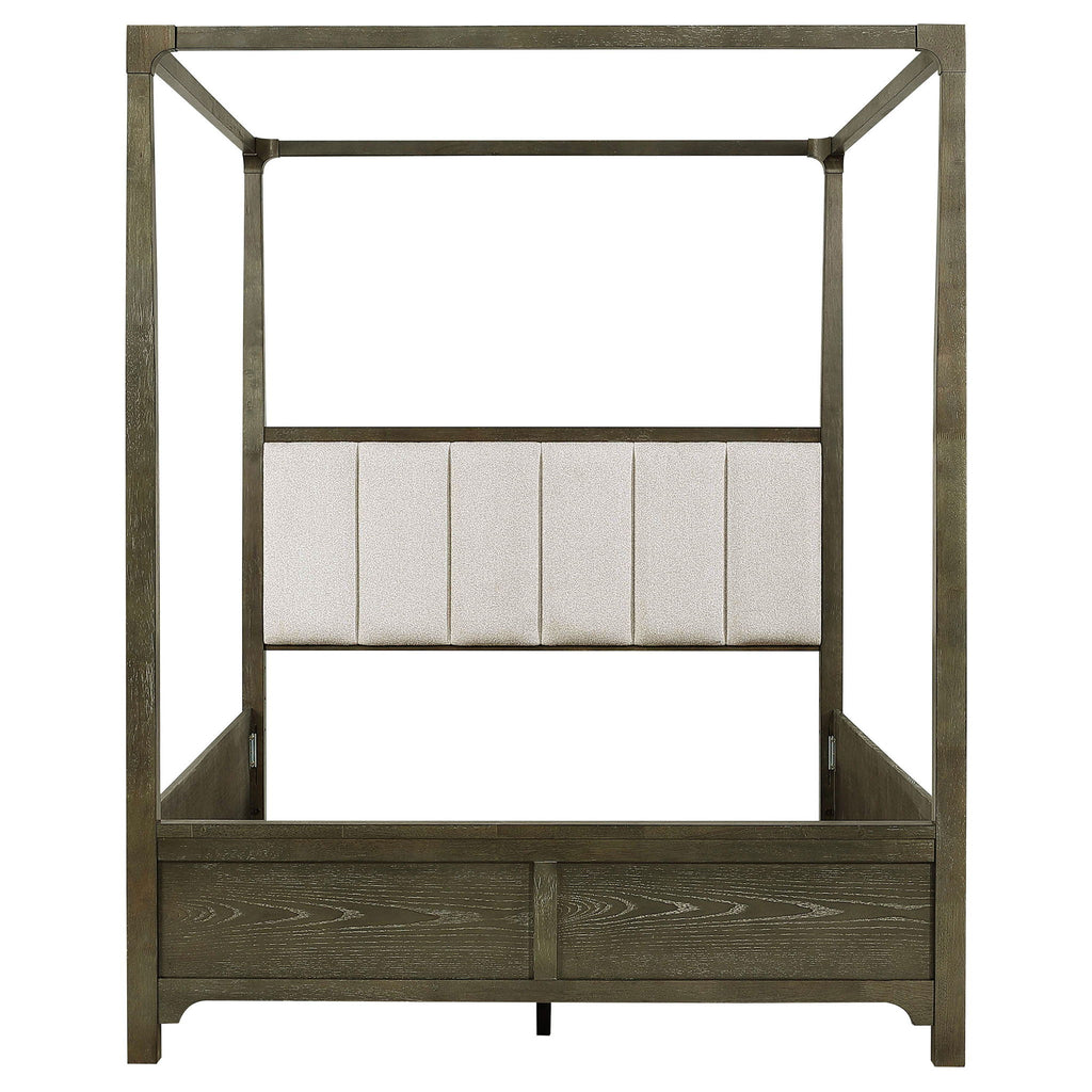 Sundance - Queen Canopy Bed With Upholstered Headboard - Dark Brown