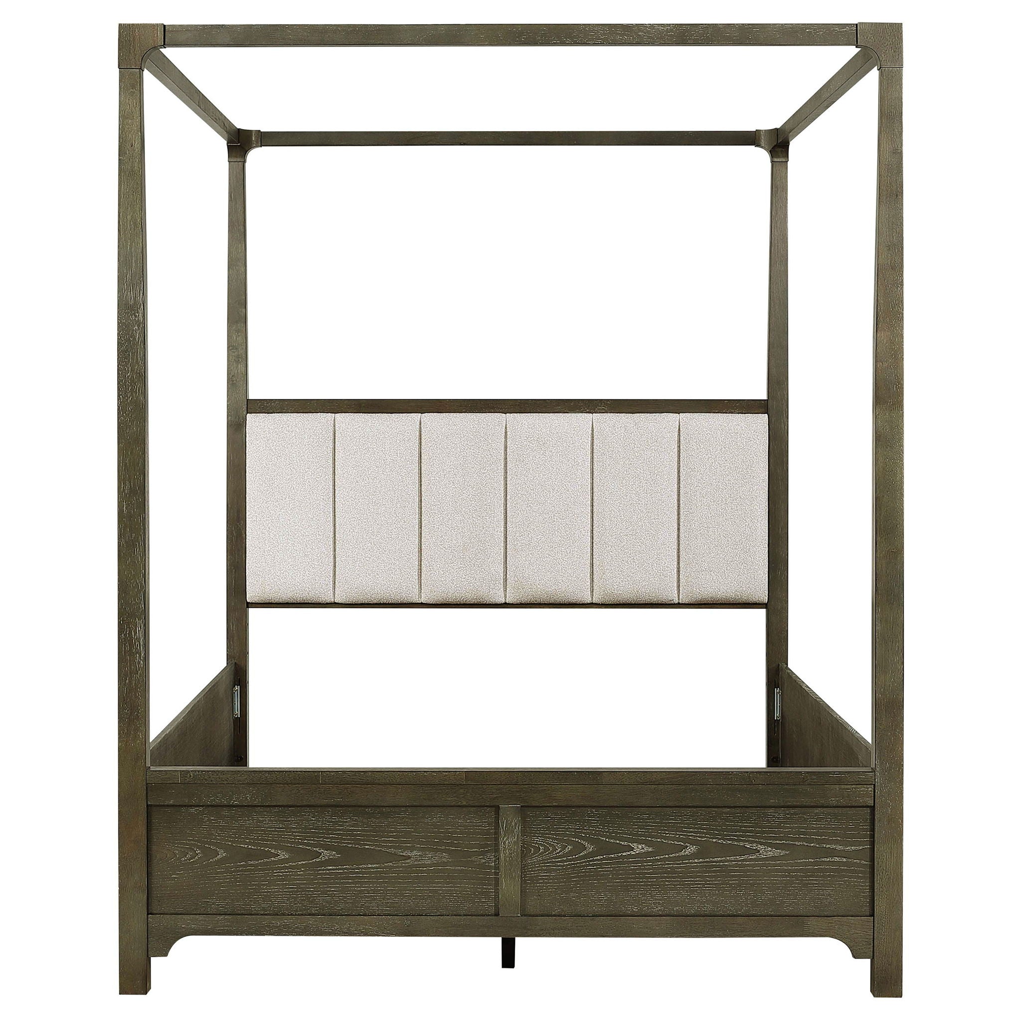 Sundance - Queen Canopy Bed With Upholstered Headboard - Dark Brown