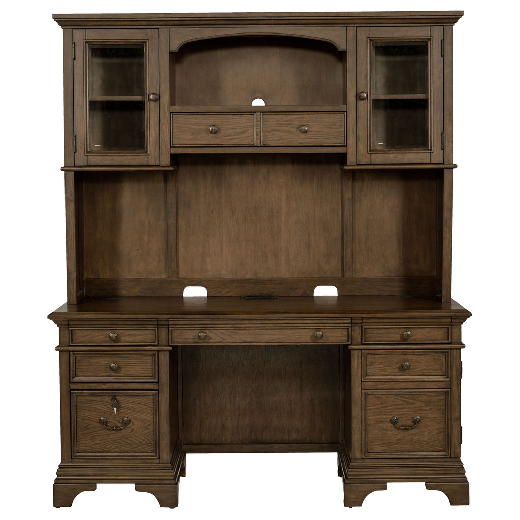 Stigham - 5 Drawer Credenza With Hutch - Oak