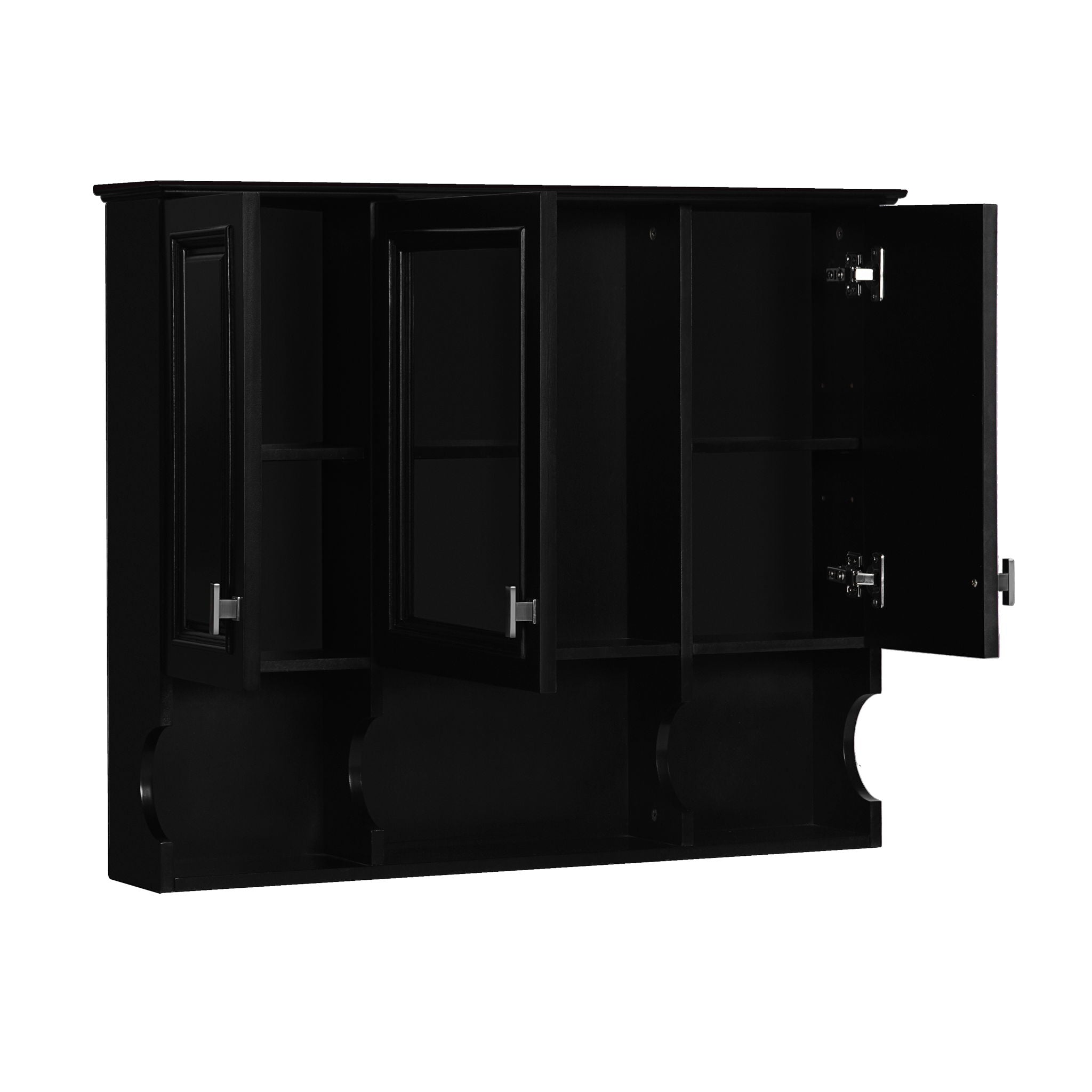 Wall Mounted Bathroom Medicine Wall Cabinet With Mirror & Open Shelves