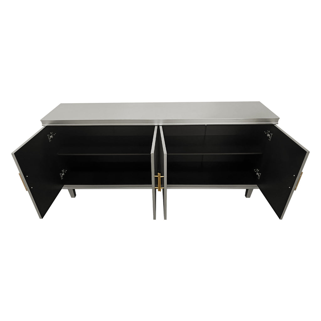 4 Door Cabinet With Adjustable Shelves, Large Storage For Living Room - Champagne