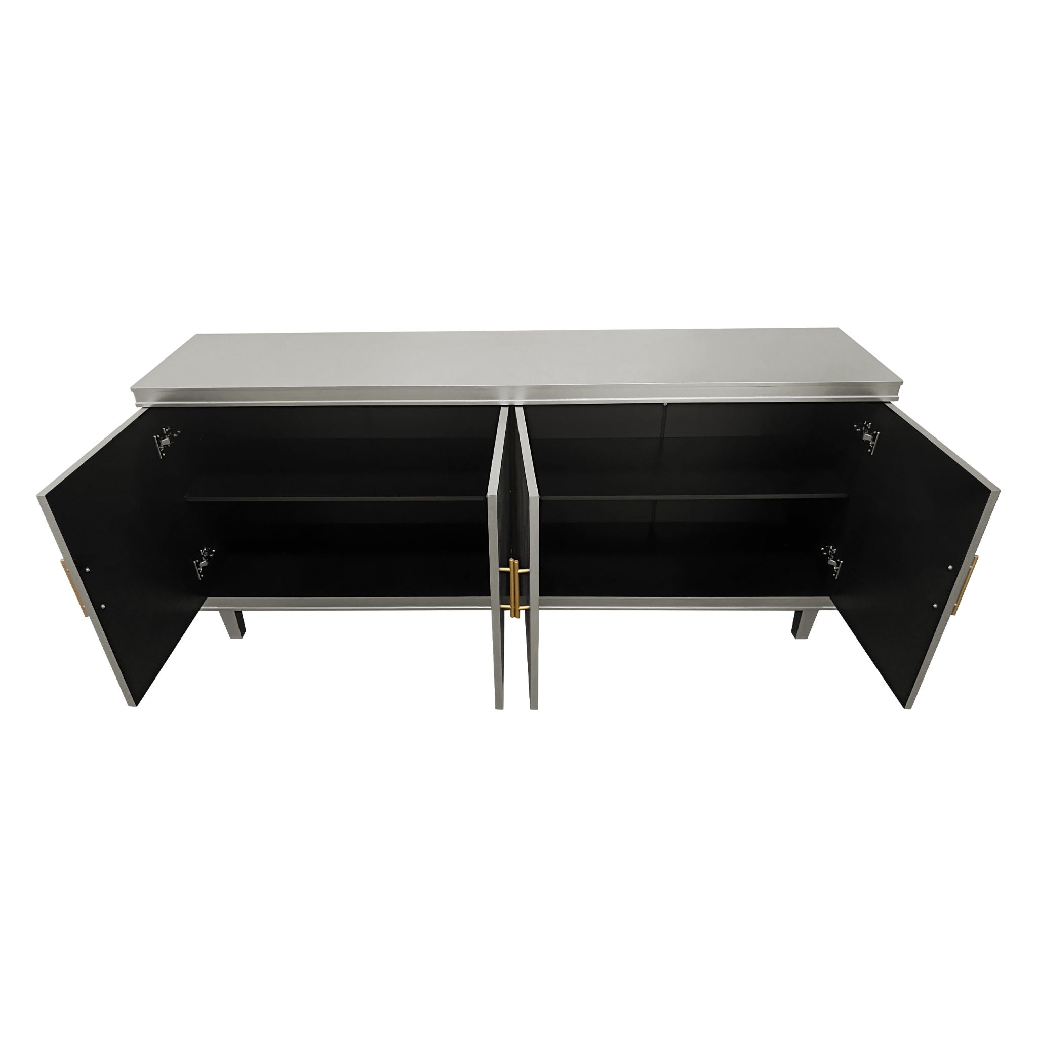 4 Door Cabinet With Adjustable Shelves, Large Storage For Living Room - Champagne