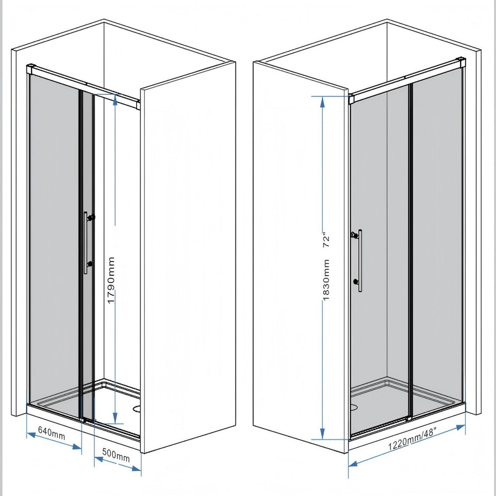 Frameless Single Sliding Shower Door With Handle