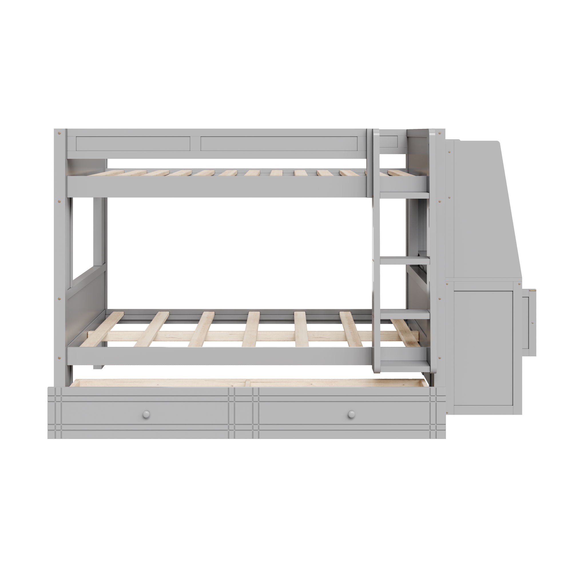 Multifunctional Bunk Bed With Desk, Bookshelves