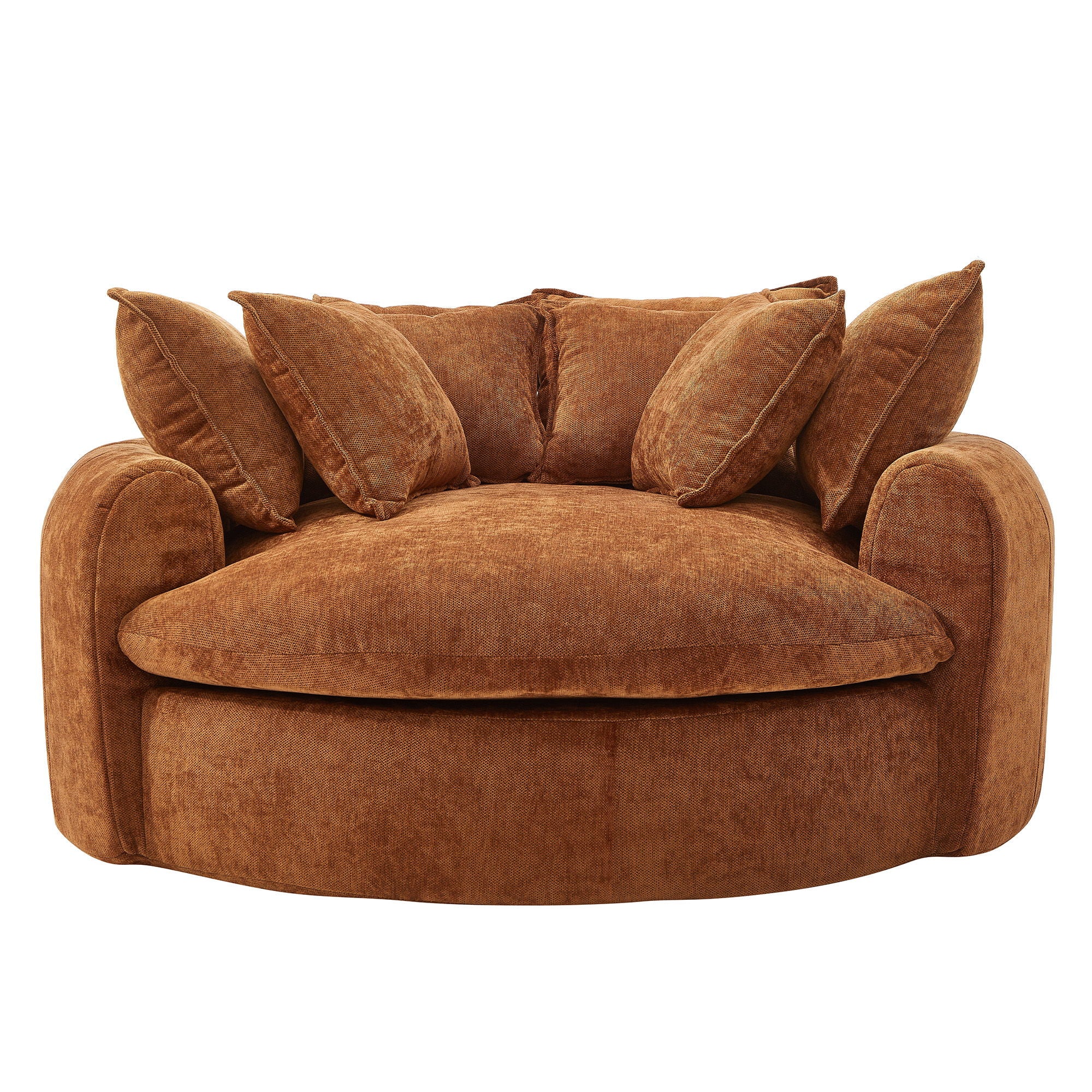 Modern Round Chaise Sofa With 8 Throw Pillows