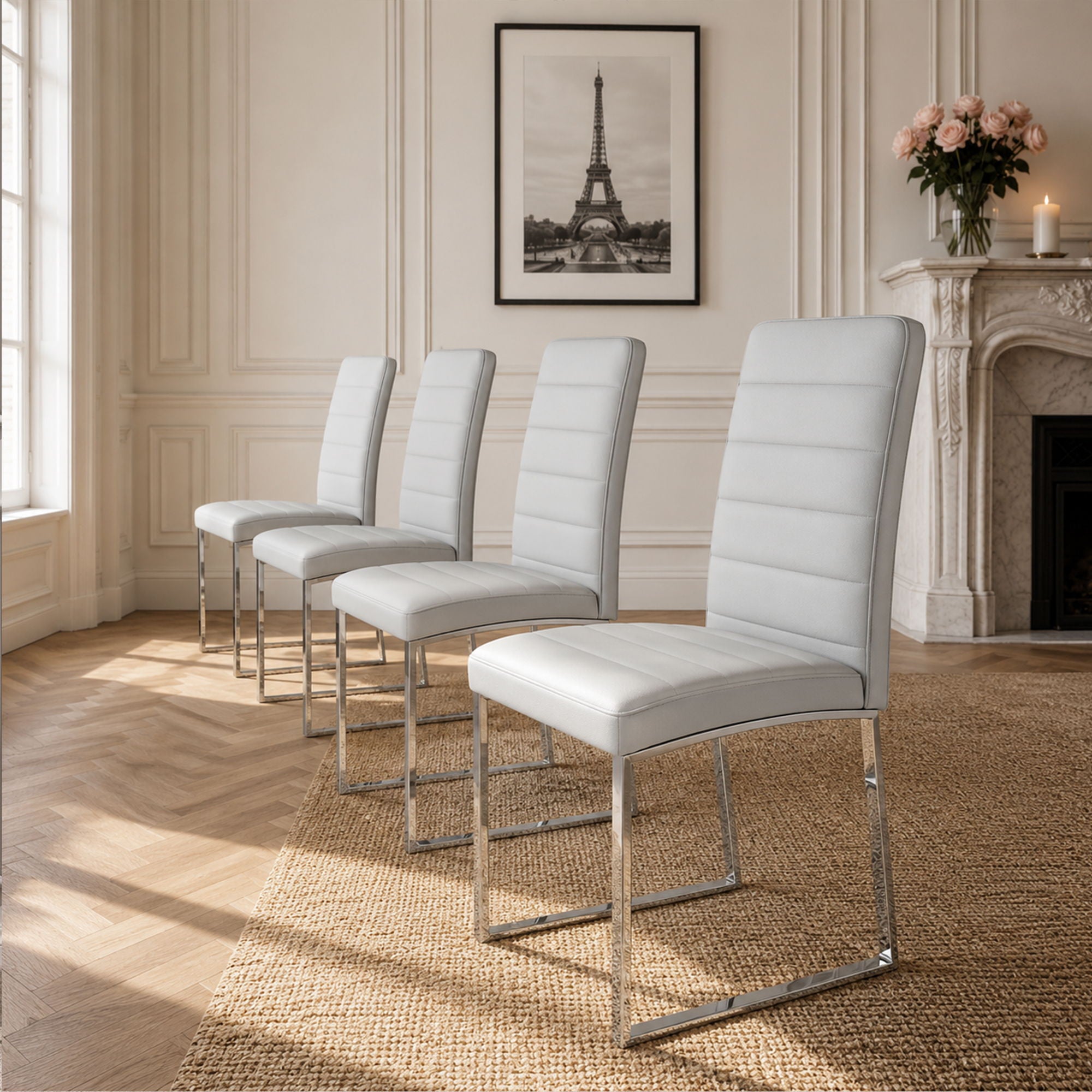 Oversized Dining Chairs (Set of 4) - Light Gray