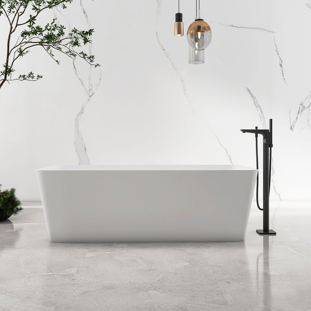 Freestandingn And Solid Surface, Soaking Bathtub For Bathroom - Matte White