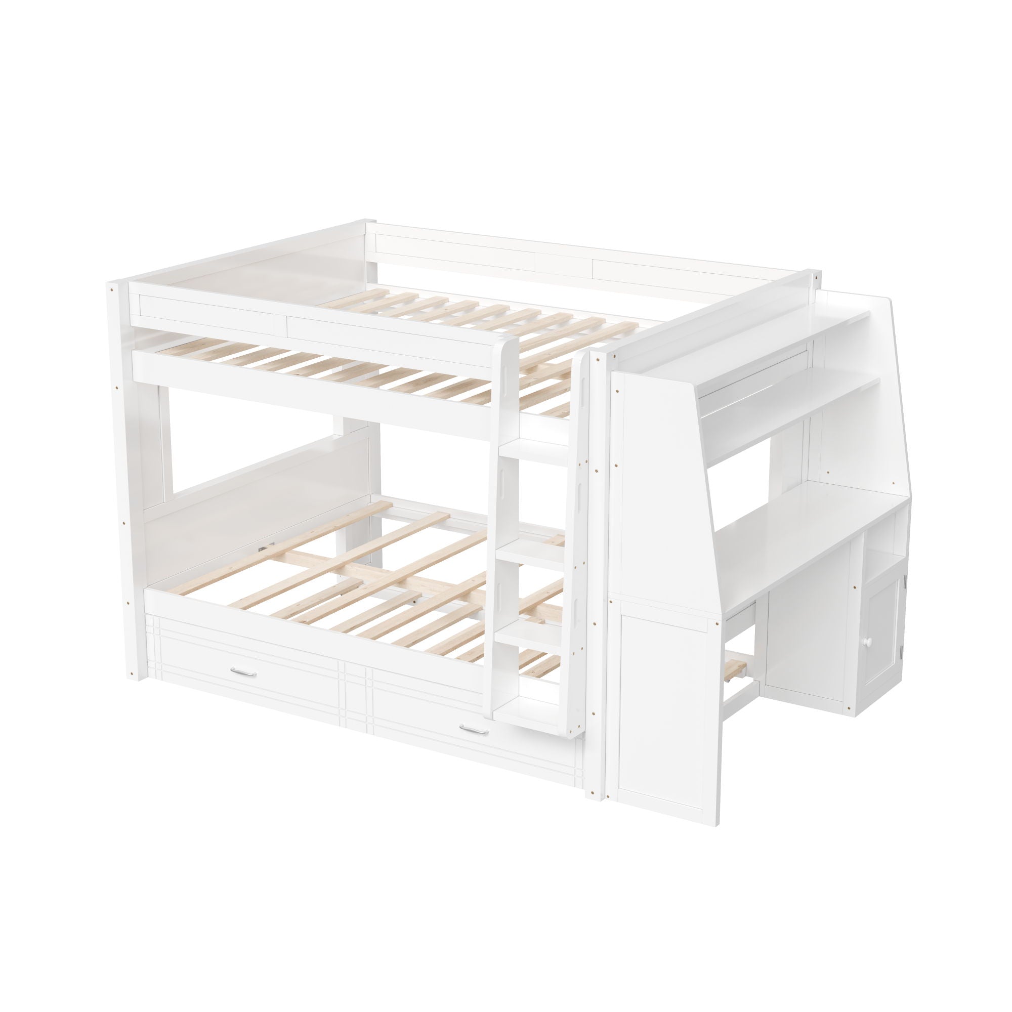 Multifunctional Bunk Bed With Desk, Bookshelves