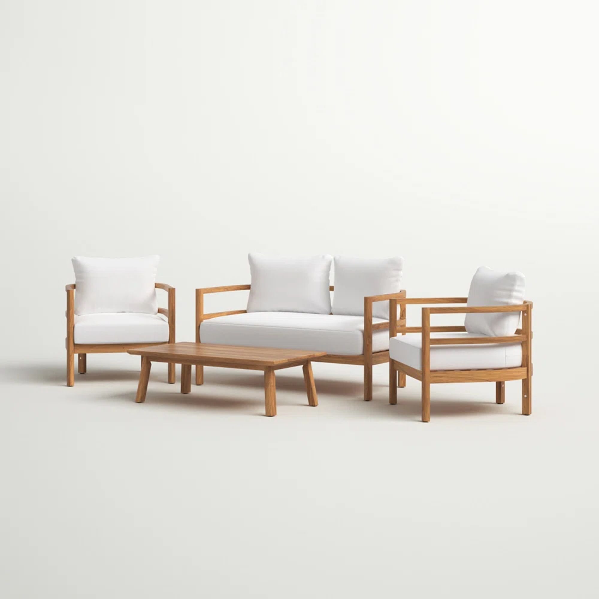 Outdoor Furniture With Coffee Table, Patio Conversation Set Deep Seating With Soft Cushion