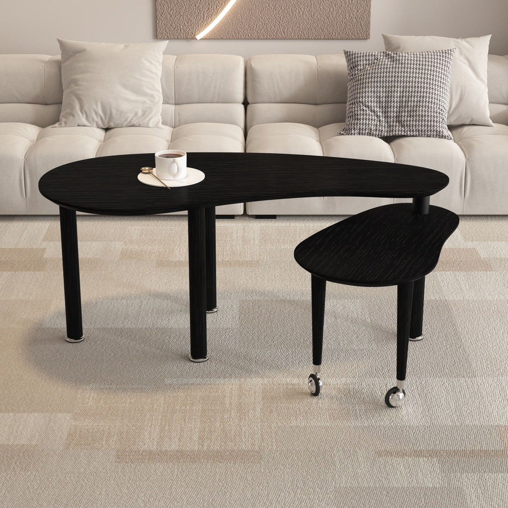 Rotatable Cocktail Table With Solid Legs, 360 Degree Rotating