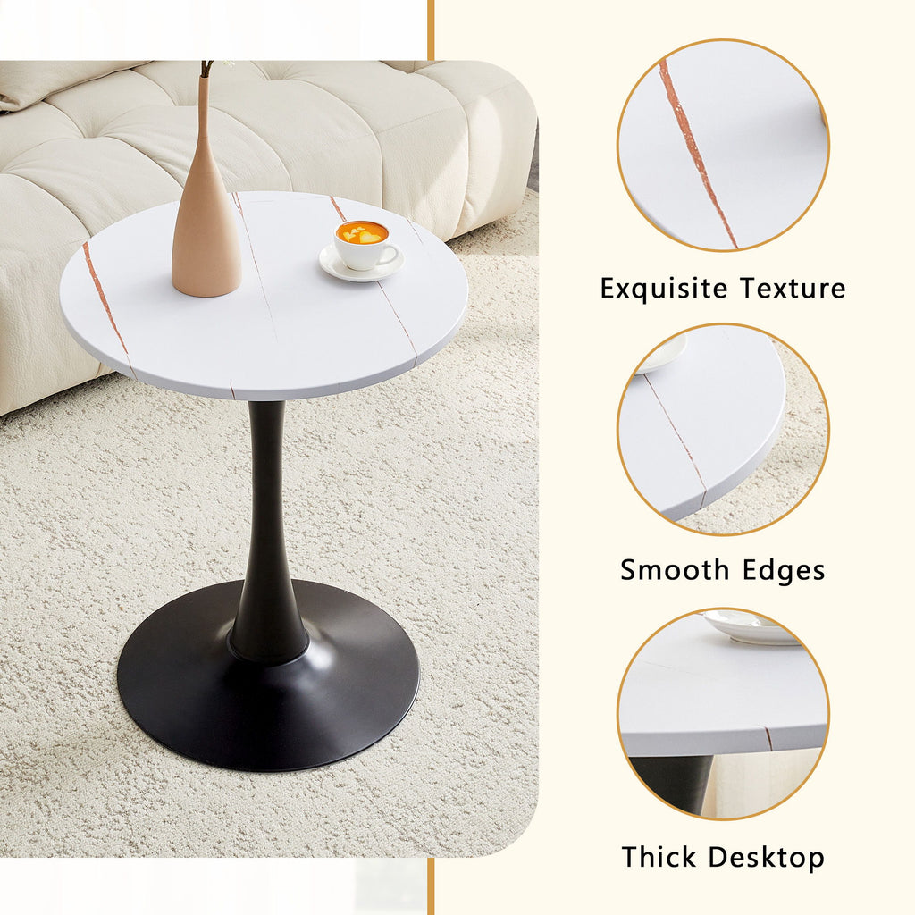 Round Dining Table With Thickened Engineered Wood Top And Metal Pedestal, 23.6" Diameter For Kitchen, Living Room, Small Spaces