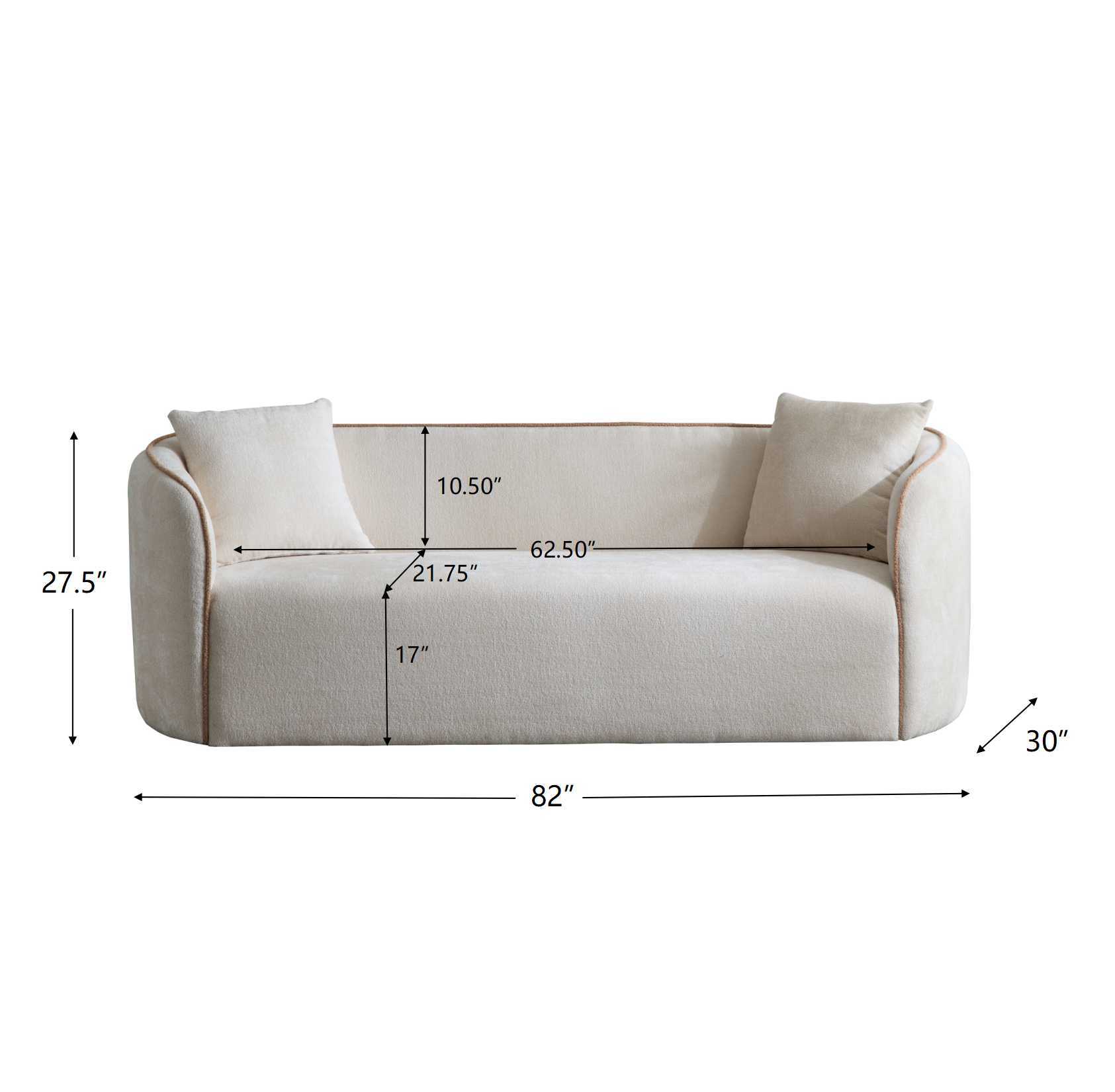 Coral - Curved Sofa, 3 Seater, Living Rooms, Bedrooms, Apartment Office - Beige